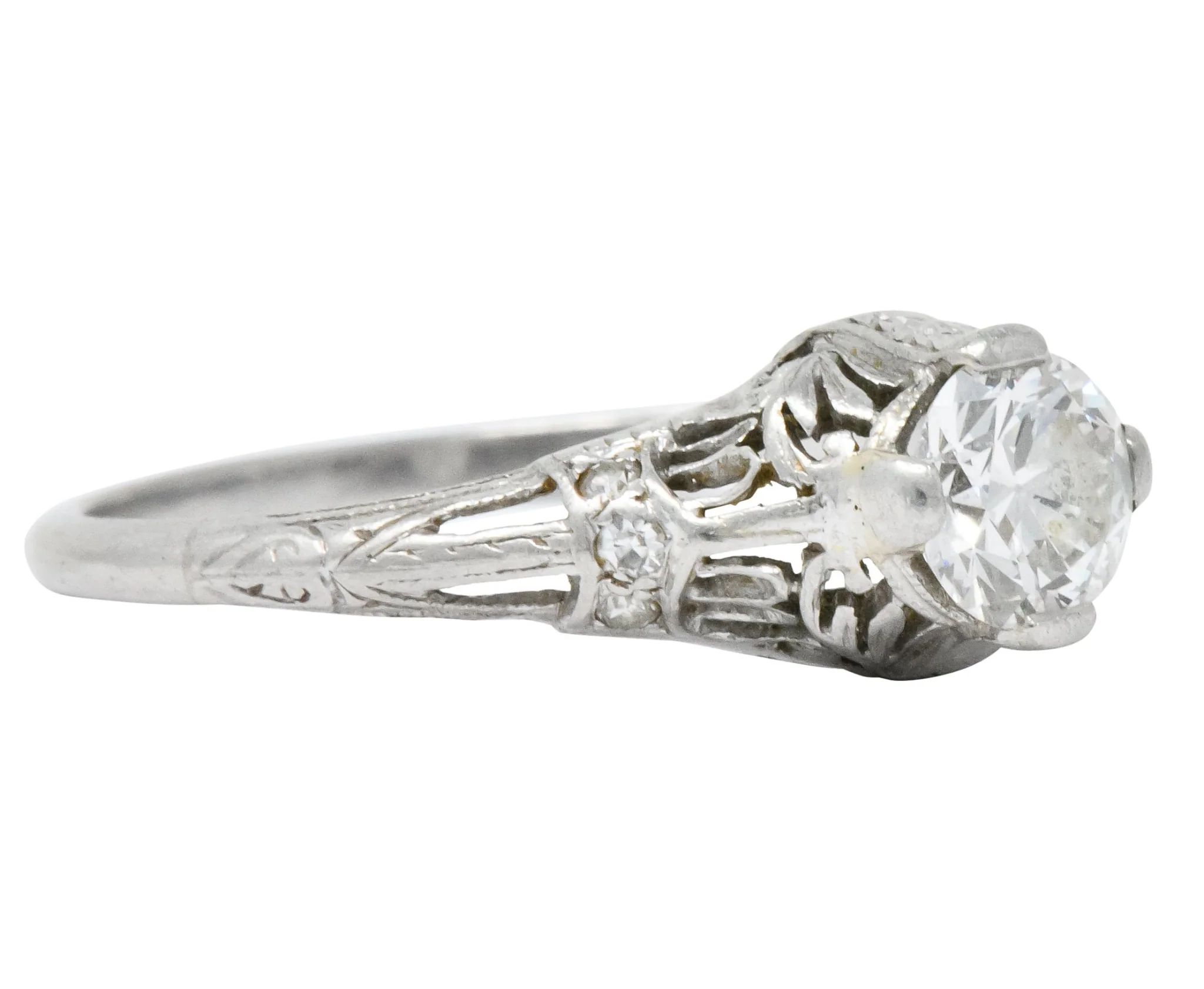 Art Deco 0.75 CTW Diamond Platinum Engagement Ring - Image 2