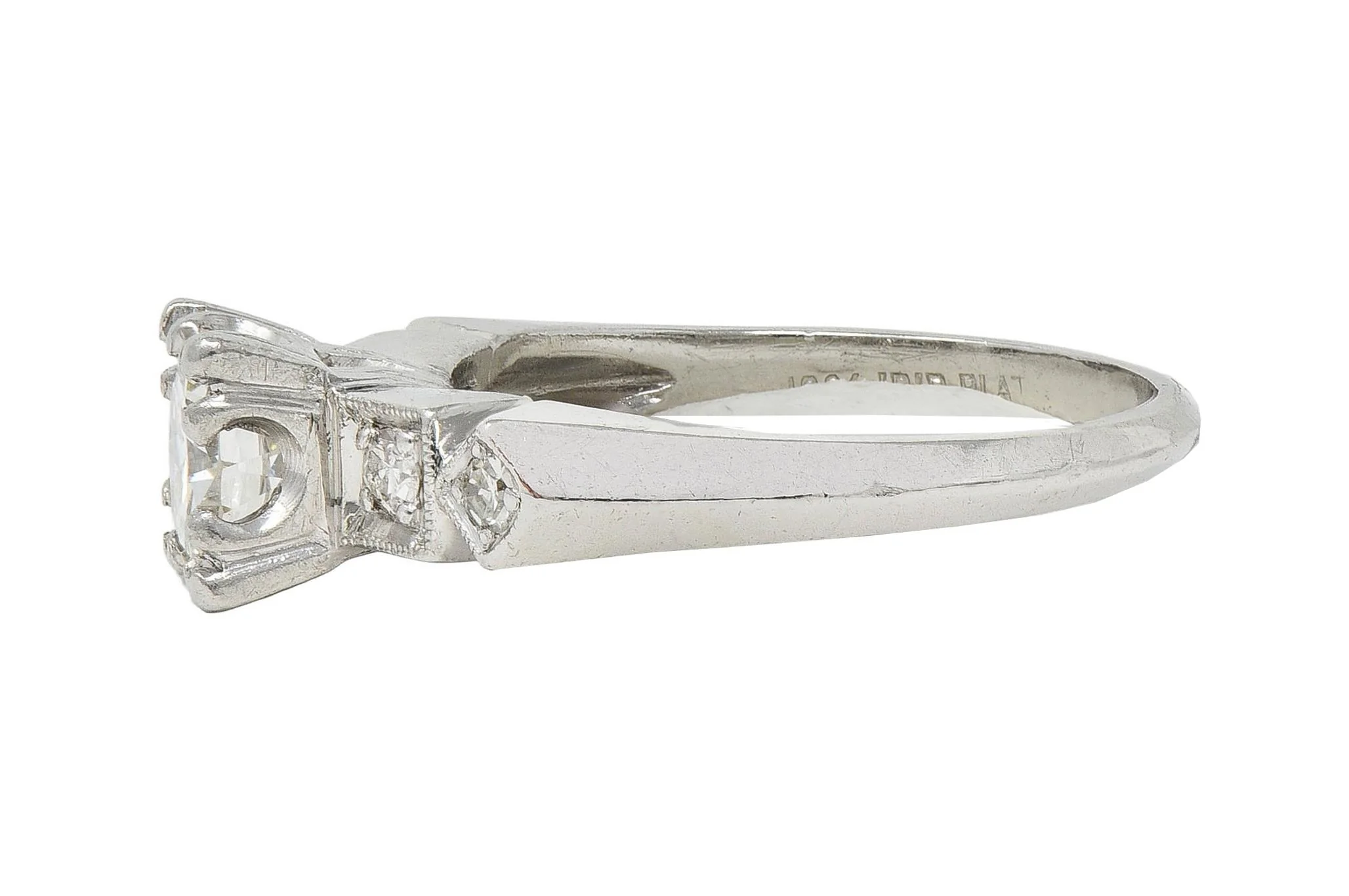 Art Deco 0.75 CTW Diamond Platinum Geometric Vintage Engagement Ring - Image 5