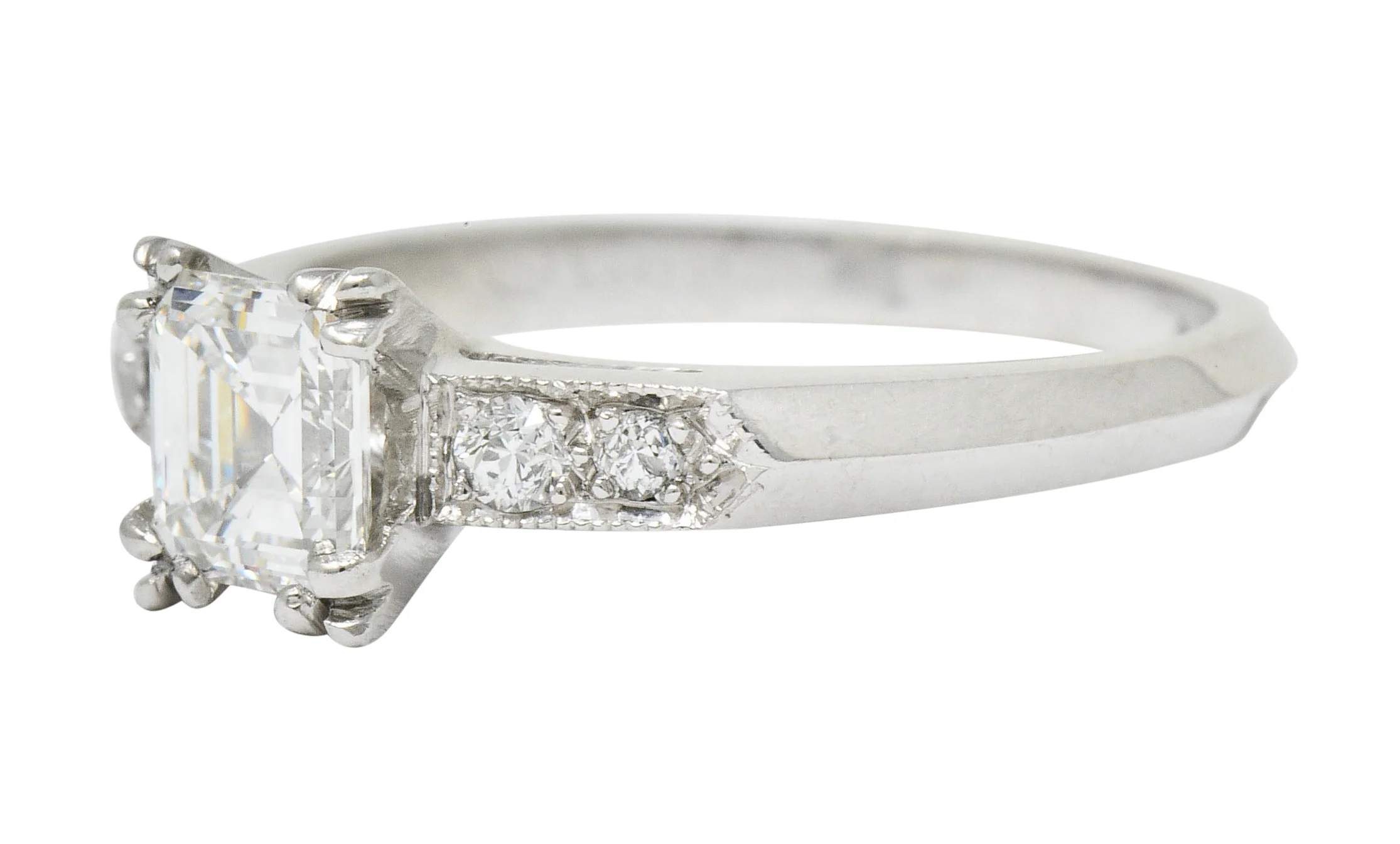 Art Deco 0.96 CTW Asscher Cut Diamond Platinum Engagement Ring GIA - Image 6