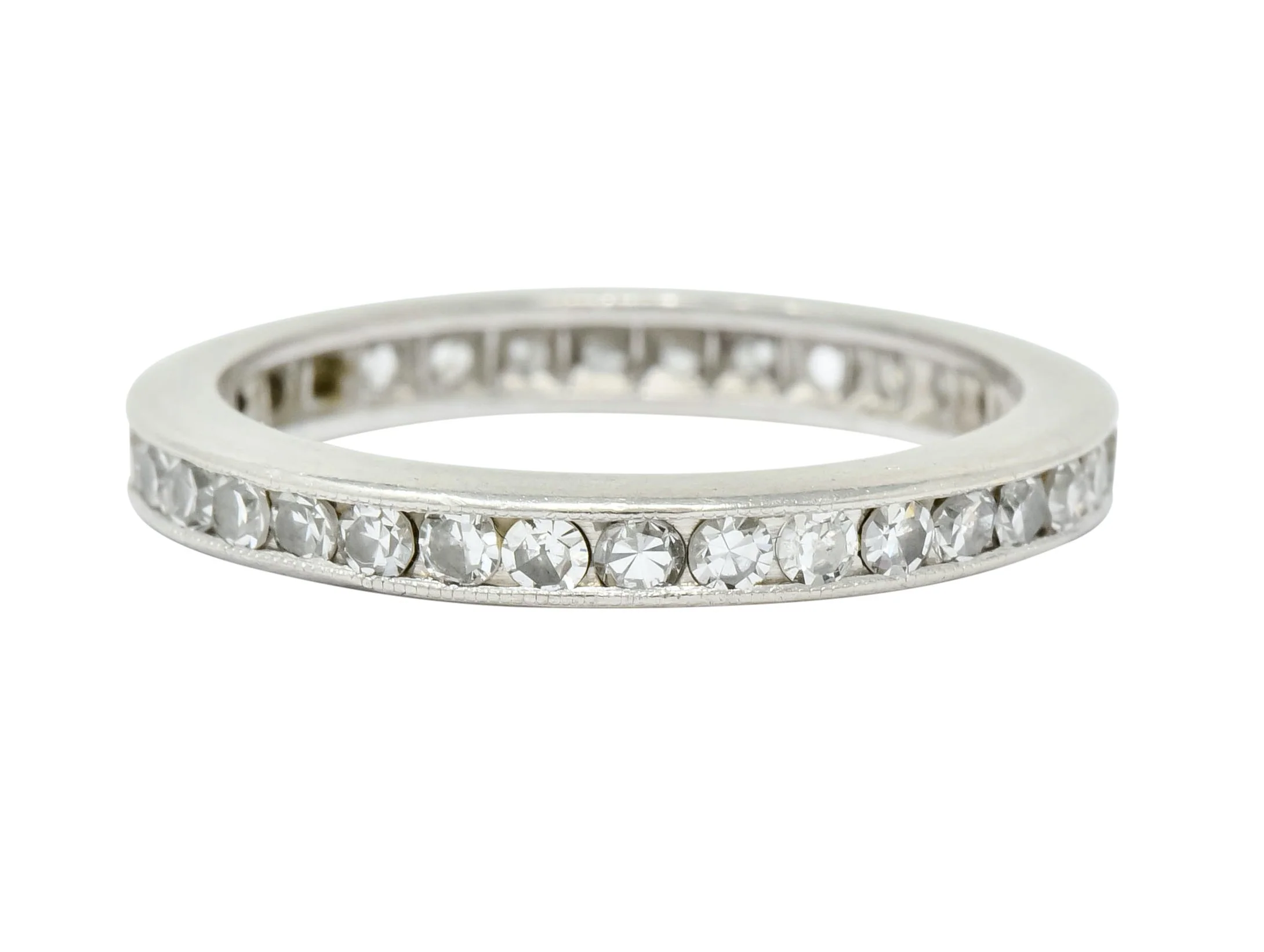 Art Deco 1.00 CTW Diamond Platinum Channel Eternity Band Ring