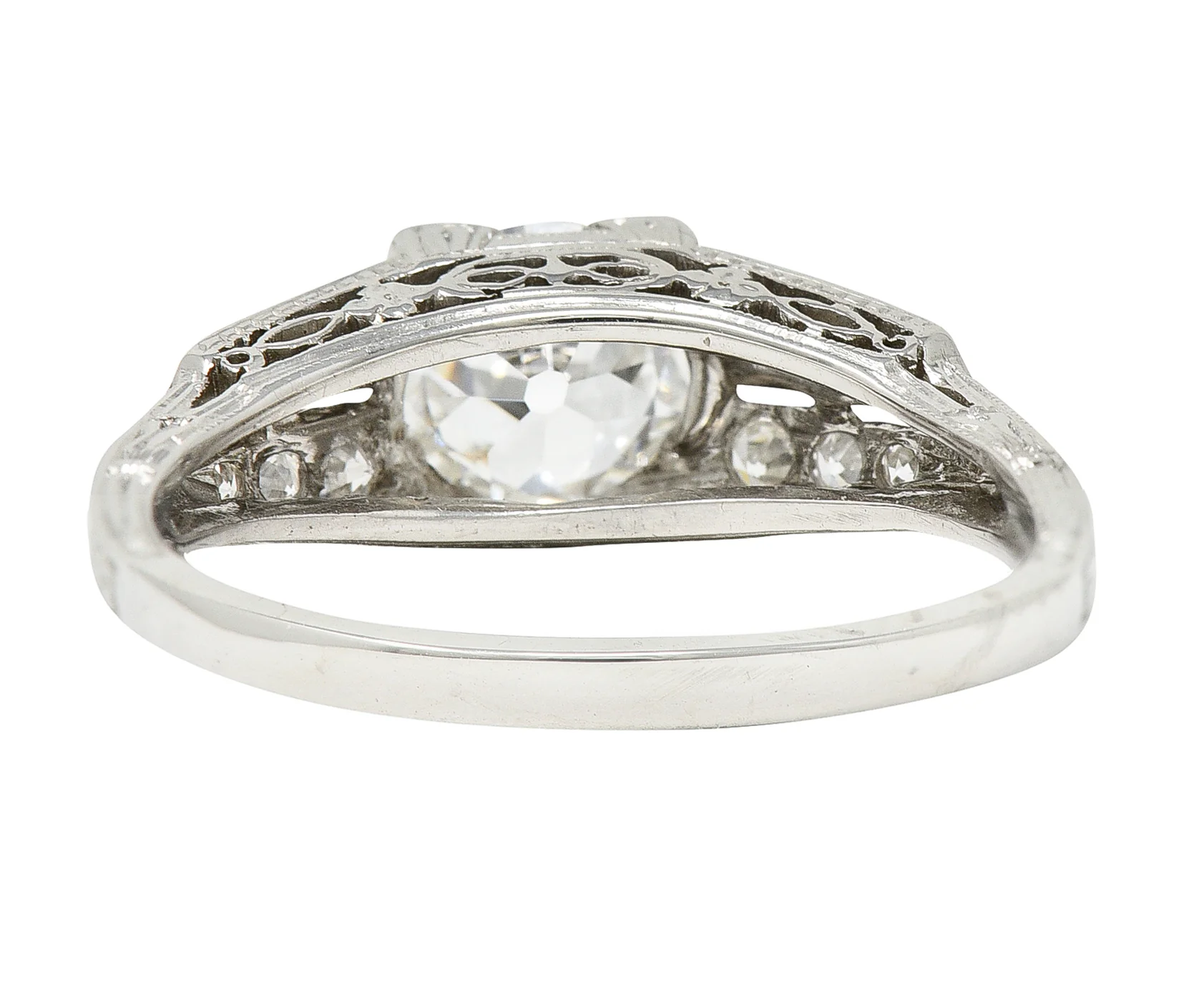 Art Deco 1.14 CTW Old European Diamond Platinum Foliate Engagement Ring GIA - Image 5