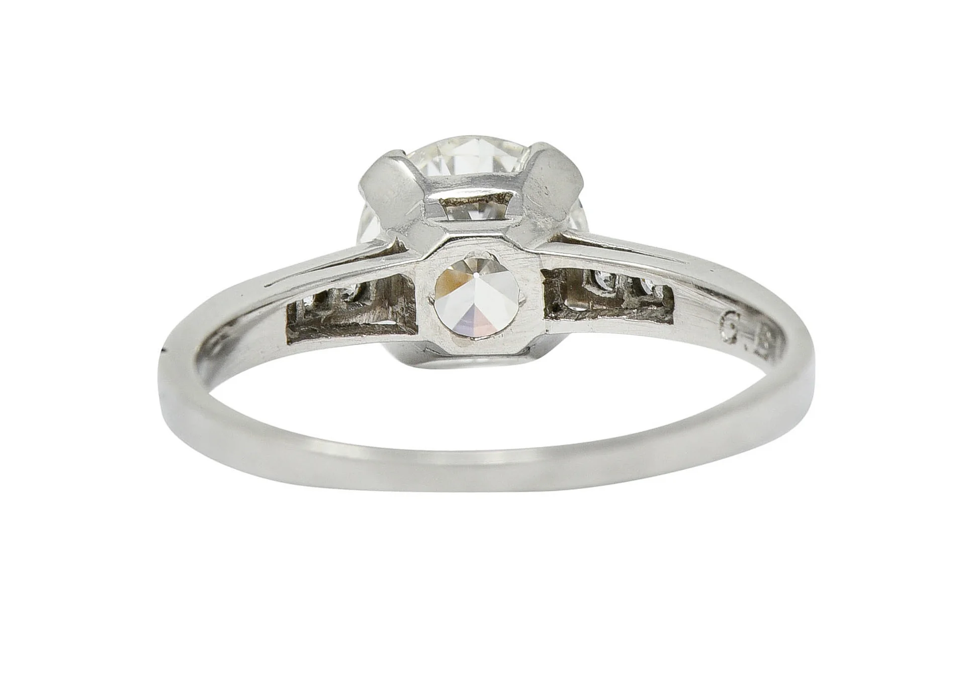 Art Deco 1.20 CTW Diamond Platinum Wide Prong Engagement Ring - Image 4