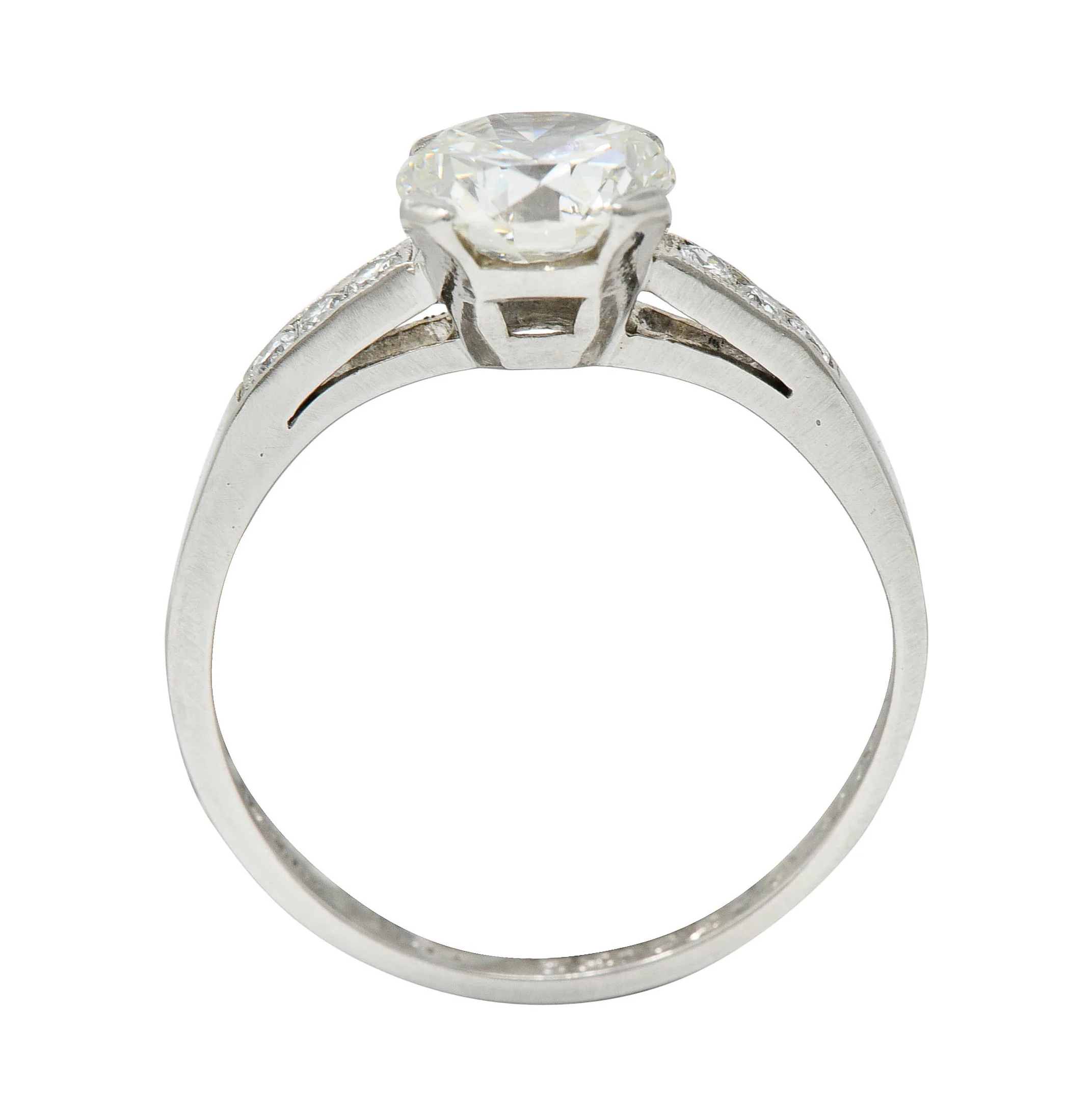 Art Deco 1.20 CTW Diamond Platinum Wide Prong Engagement Ring - Image 8