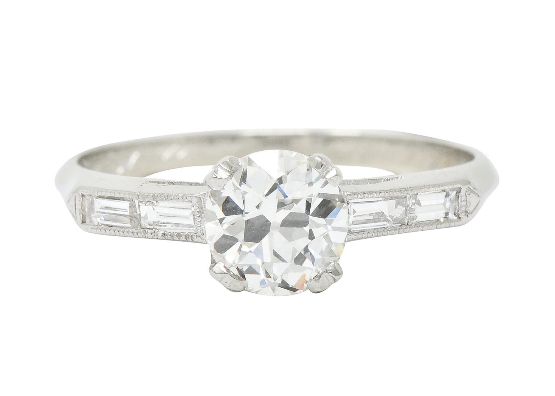 Art Deco 1.21 CTW Old European Cut Diamond Platinum Engagement Ring GIA