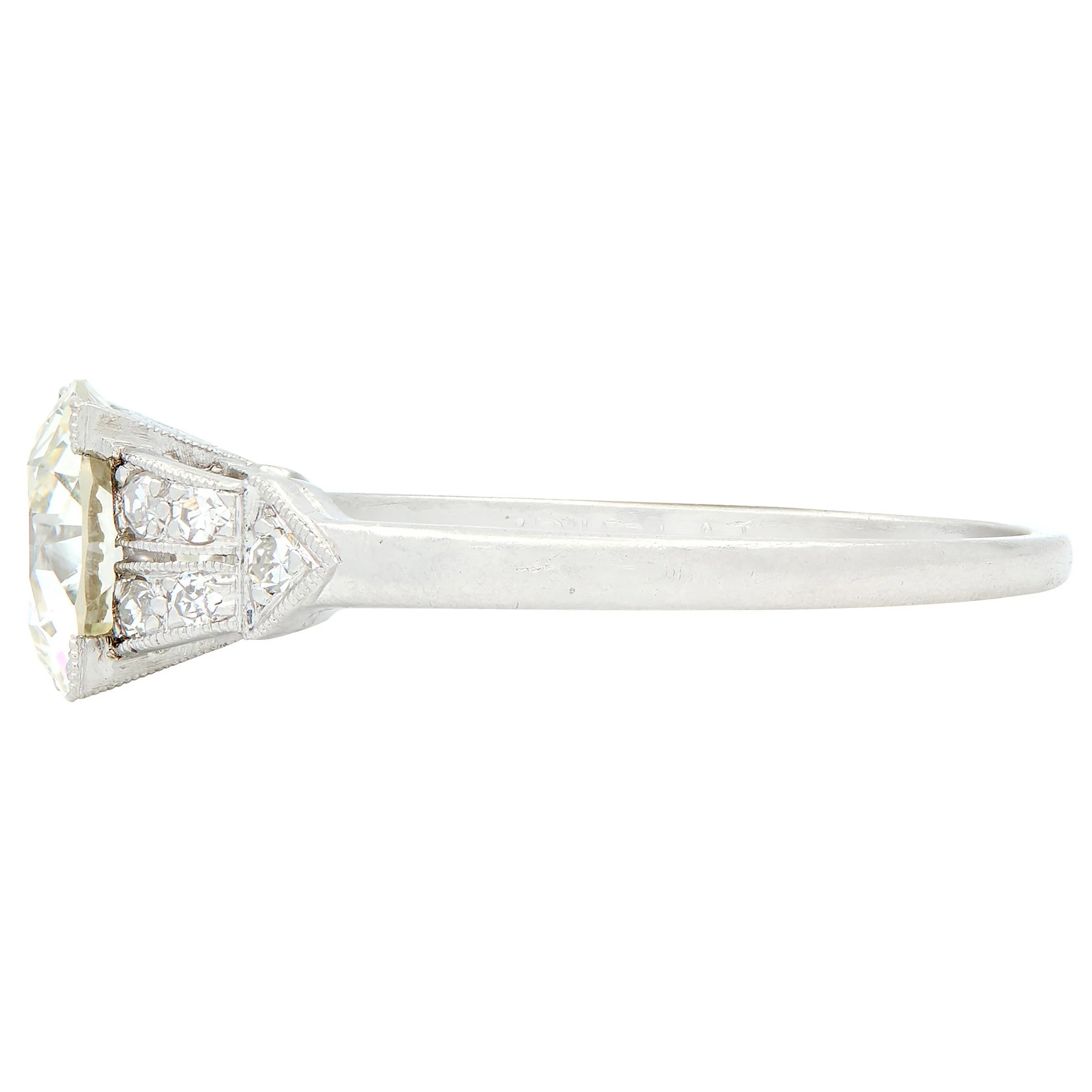 Art Deco 1.25 Center Old European Diamond Ribbon Vintage Engagement Ring - Image 5