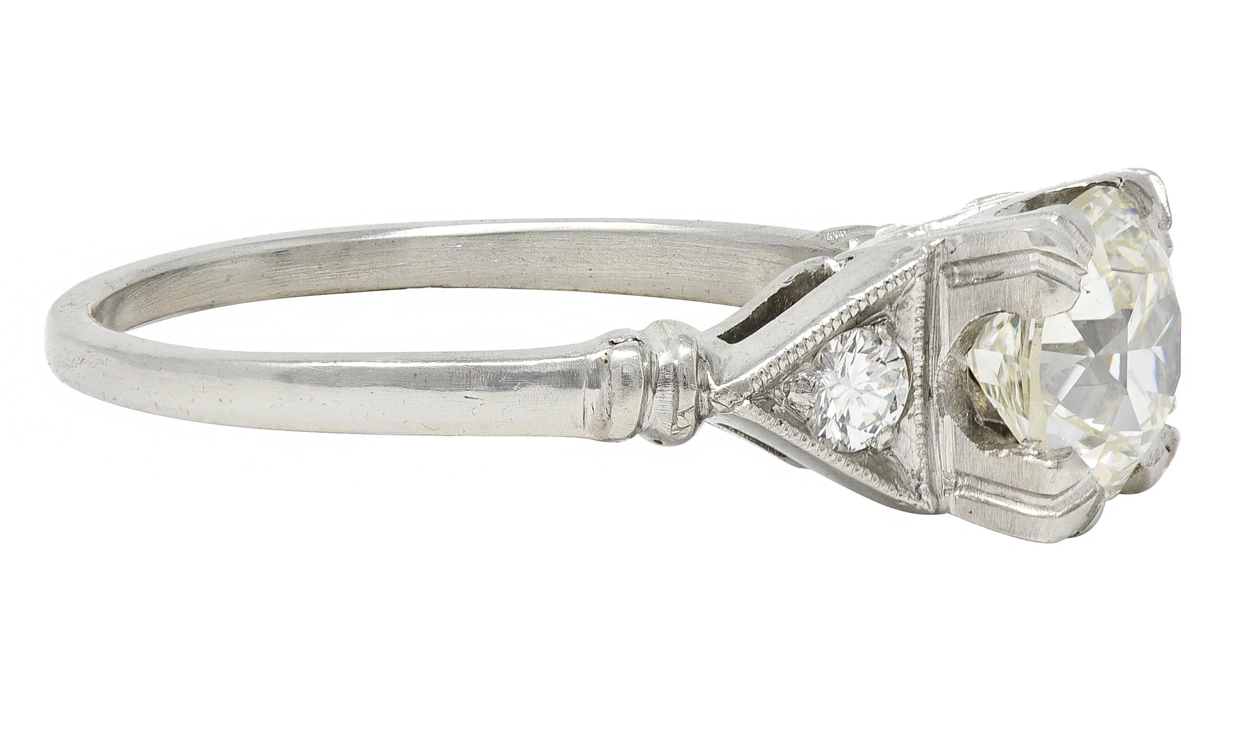Art Deco 1.26 CTW Old European Diamond Platinum Vintage Geometric Engagement Ring GIA - Image 2