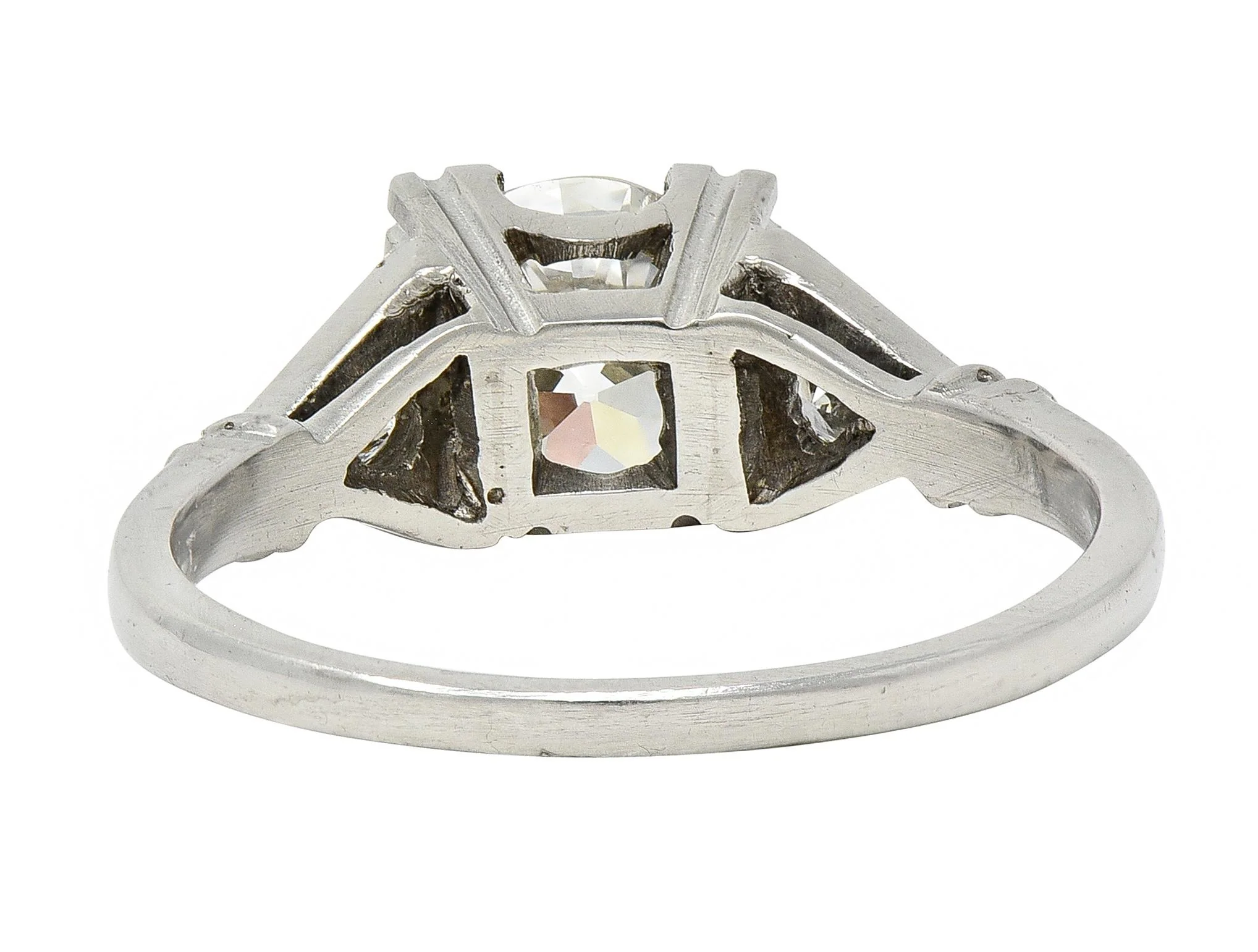 Art Deco 1.26 CTW Old European Diamond Platinum Vintage Geometric Engagement Ring GIA - Image 3