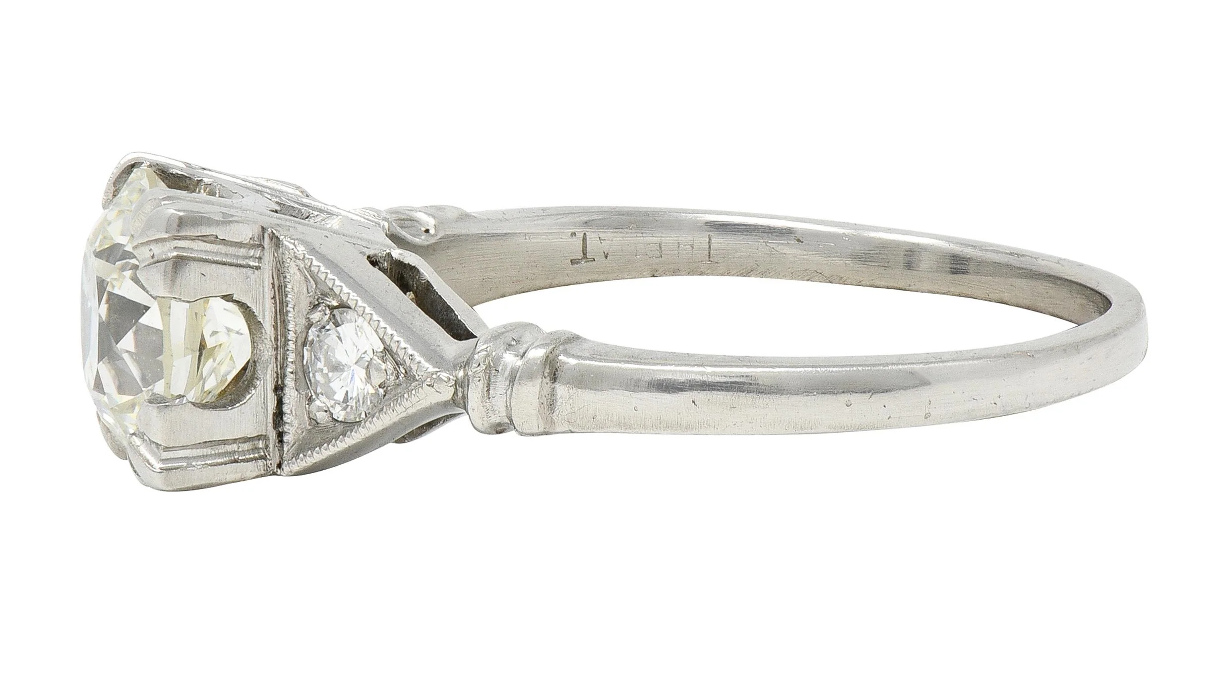 Art Deco 1.26 CTW Old European Diamond Platinum Vintage Geometric Engagement Ring GIA - Image 4