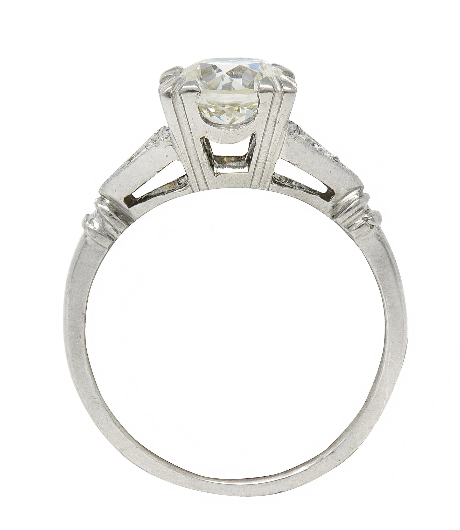 Art Deco 1.26 CTW Old European Diamond Platinum Vintage Geometric Engagement Ring GIA - Image 6