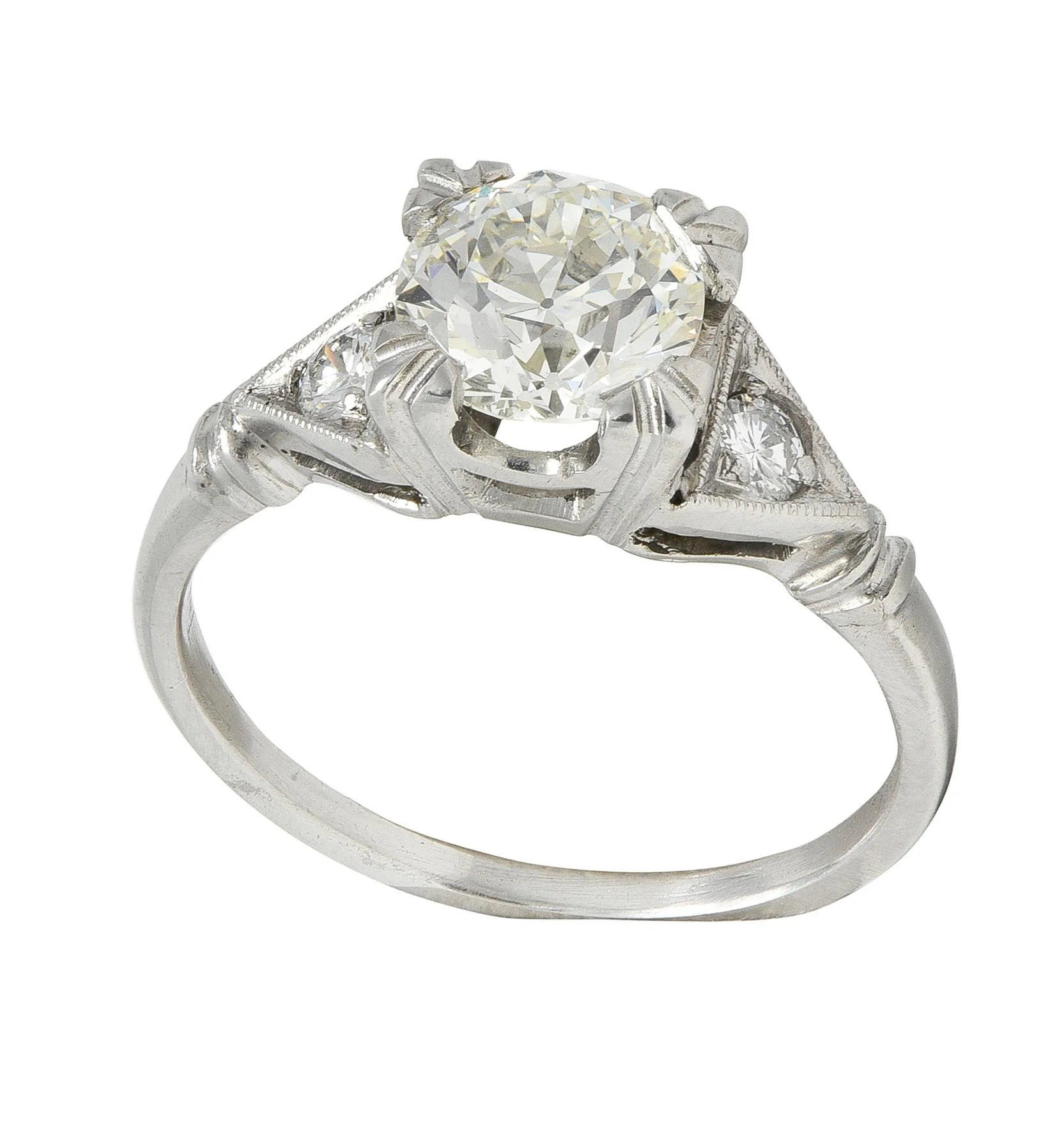 Art Deco 1.26 CTW Old European Diamond Platinum Vintage Geometric Engagement Ring GIA - Image 7