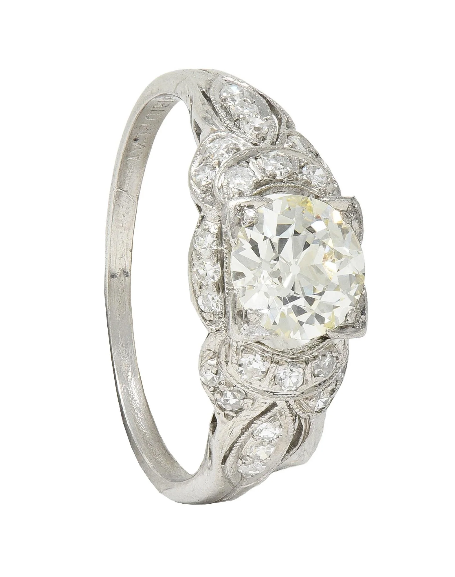Art Deco 1.35 CTW Old European Diamond Platinum Vintage Bow Engagement Ring - Image 10