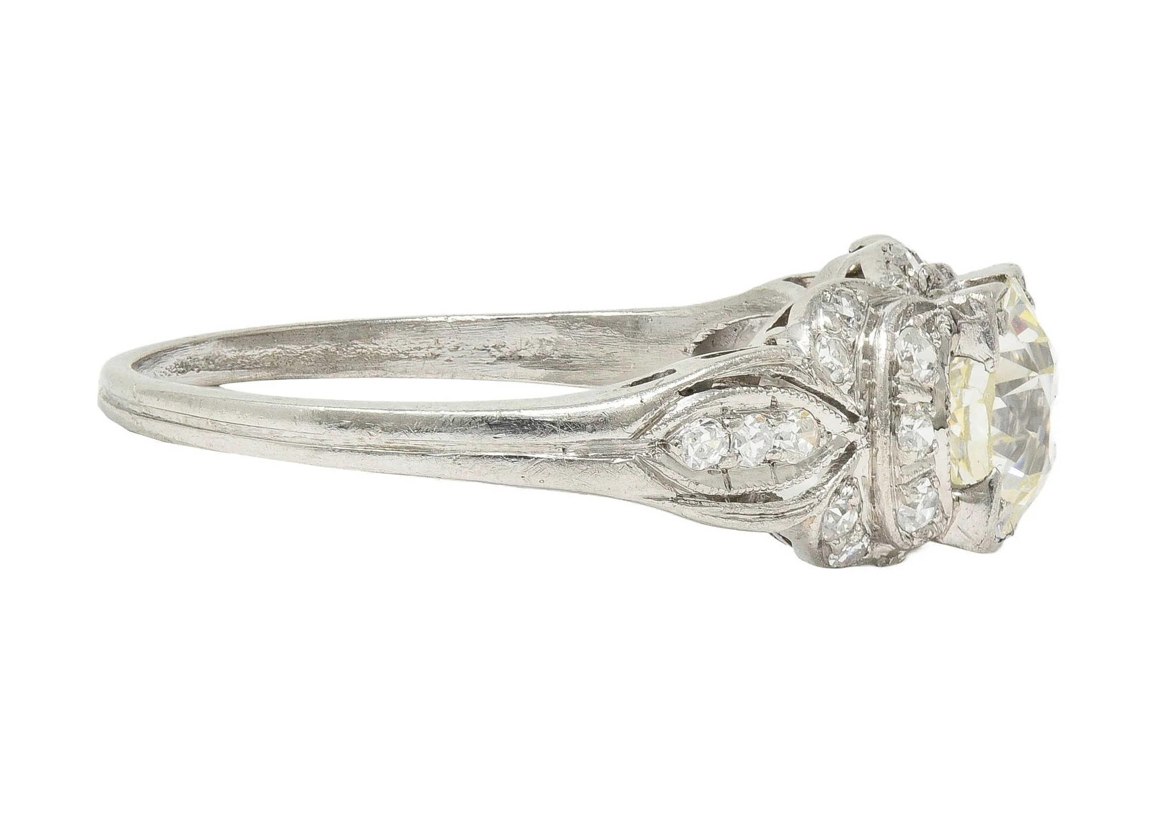 Art Deco 1.35 CTW Old European Diamond Platinum Vintage Bow Engagement Ring - Image 3