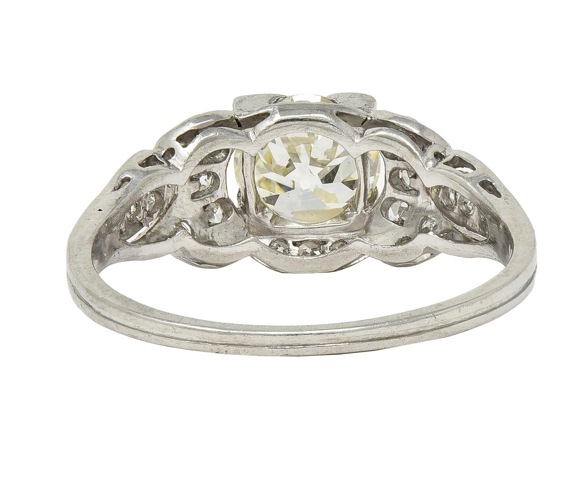 Art Deco 1.35 CTW Old European Diamond Platinum Vintage Bow Engagement Ring - Image 4