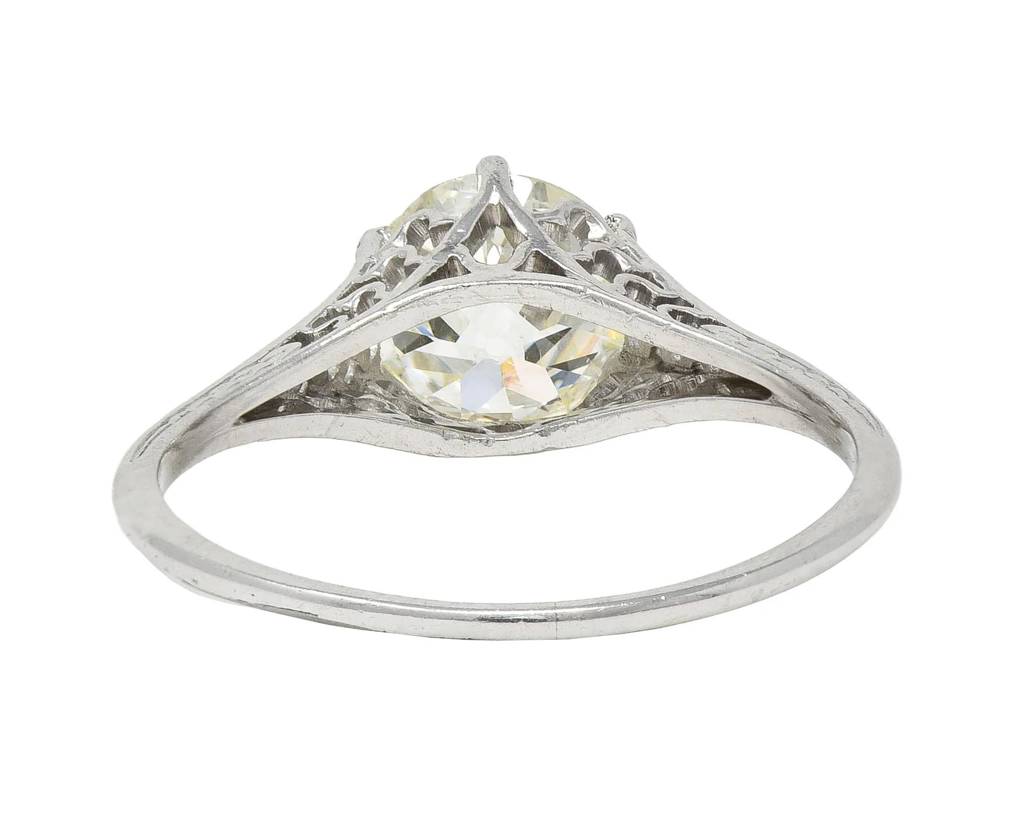 Art Deco 1.35 Old European CTW Diamond Platinum Scalloped Antique Engagement Ring - Image 4