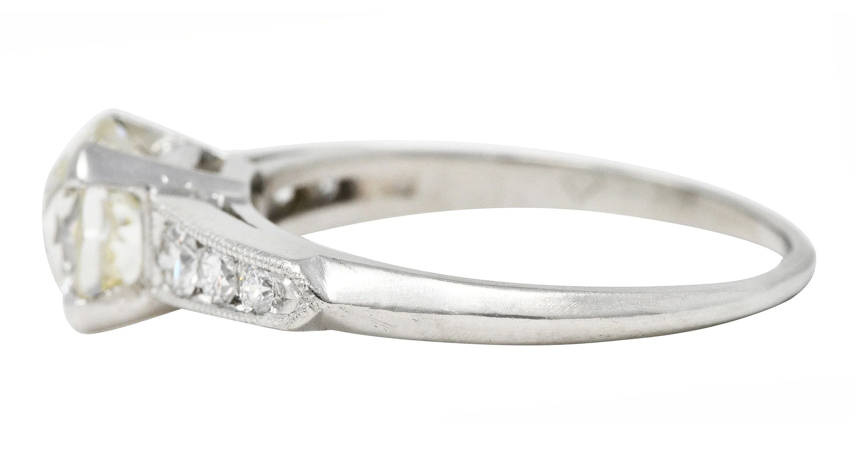 Art Deco 1.51 CTW Old European Cut Diamond Platinum Engagement Ring GIA - Image 5