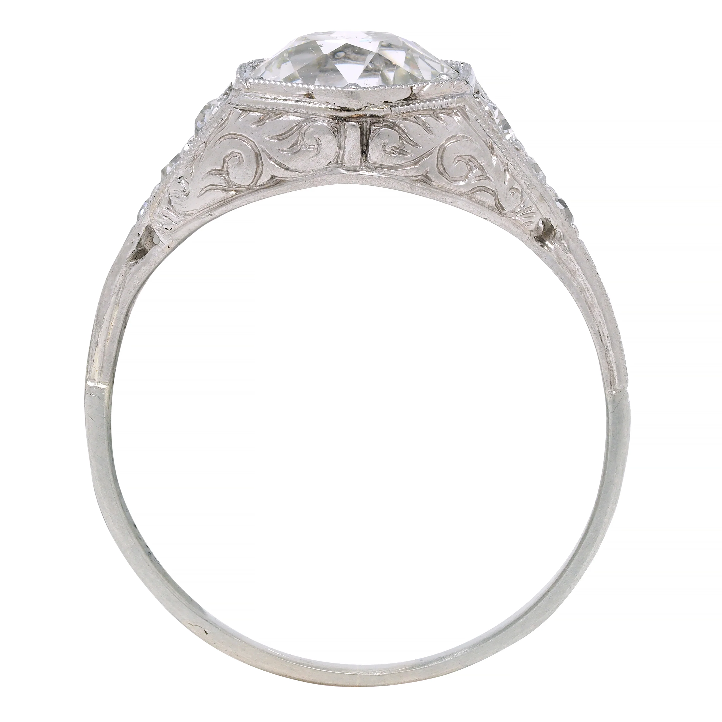 Art Deco 1.53 CTW Old European Cut Diamond Platinum Hexagonal Vintage Engagement Ring GIA - Image 7