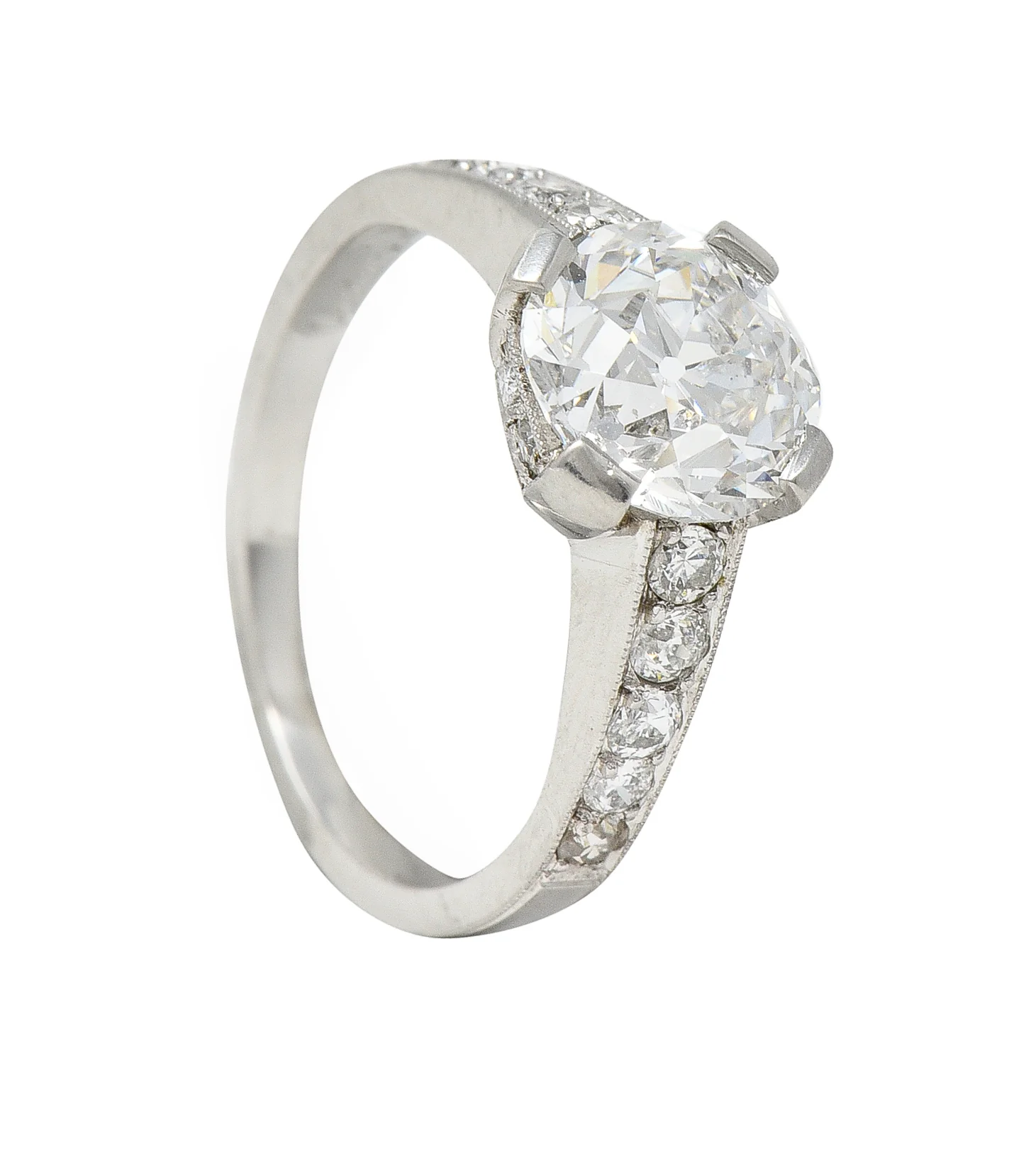 Art Deco 1.88 CTW Old European Cut Diamond Platinum Vintage Engagement Ring - Image 11