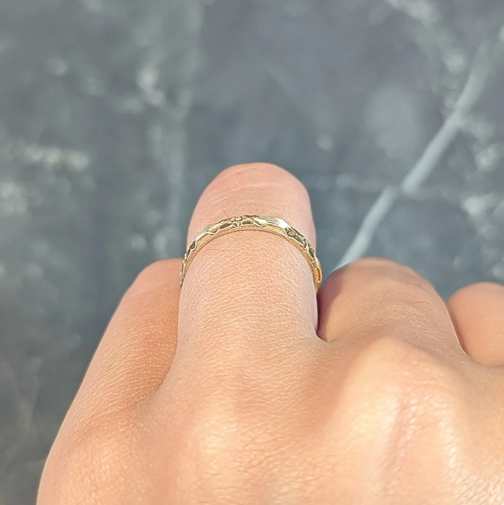 Art Deco 14 Karat Yellow Gold Orange Blossom Vintage Wedding Band Ring - Image 10
