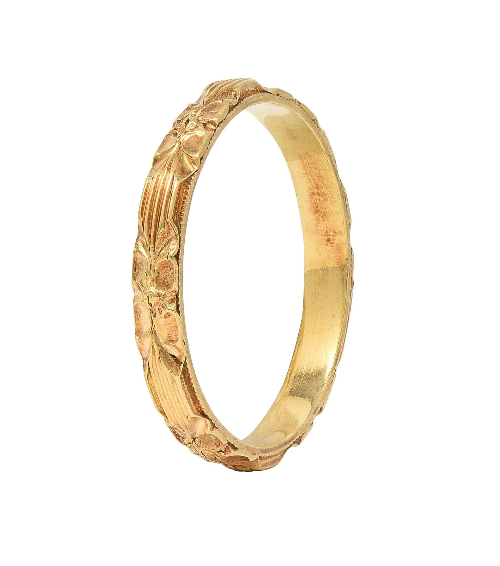 Art Deco 14 Karat Yellow Gold Orange Blossom Vintage Wedding Band Ring - Image 2