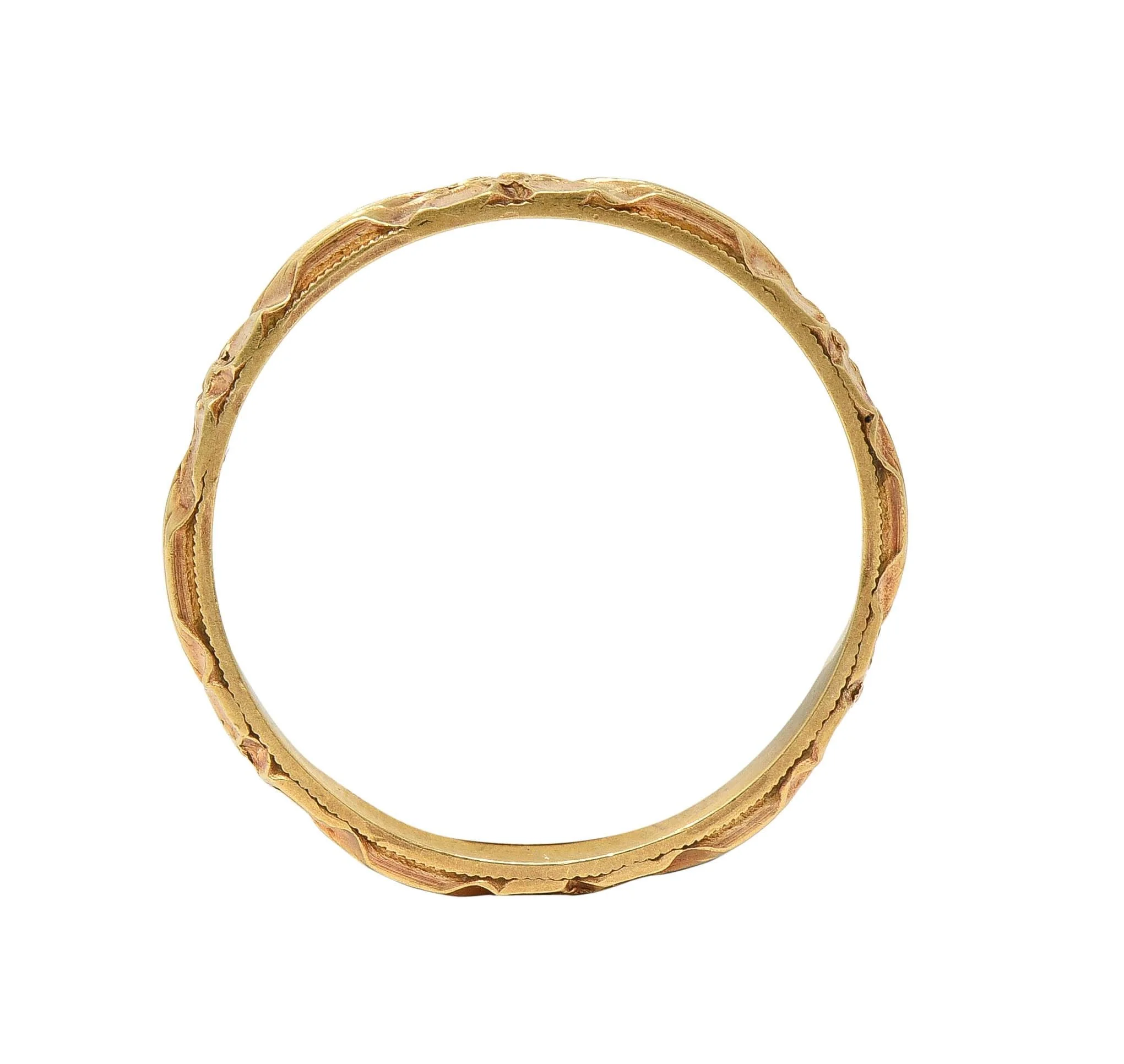 Art Deco 14 Karat Yellow Gold Orange Blossom Vintage Wedding Band Ring - Image 7