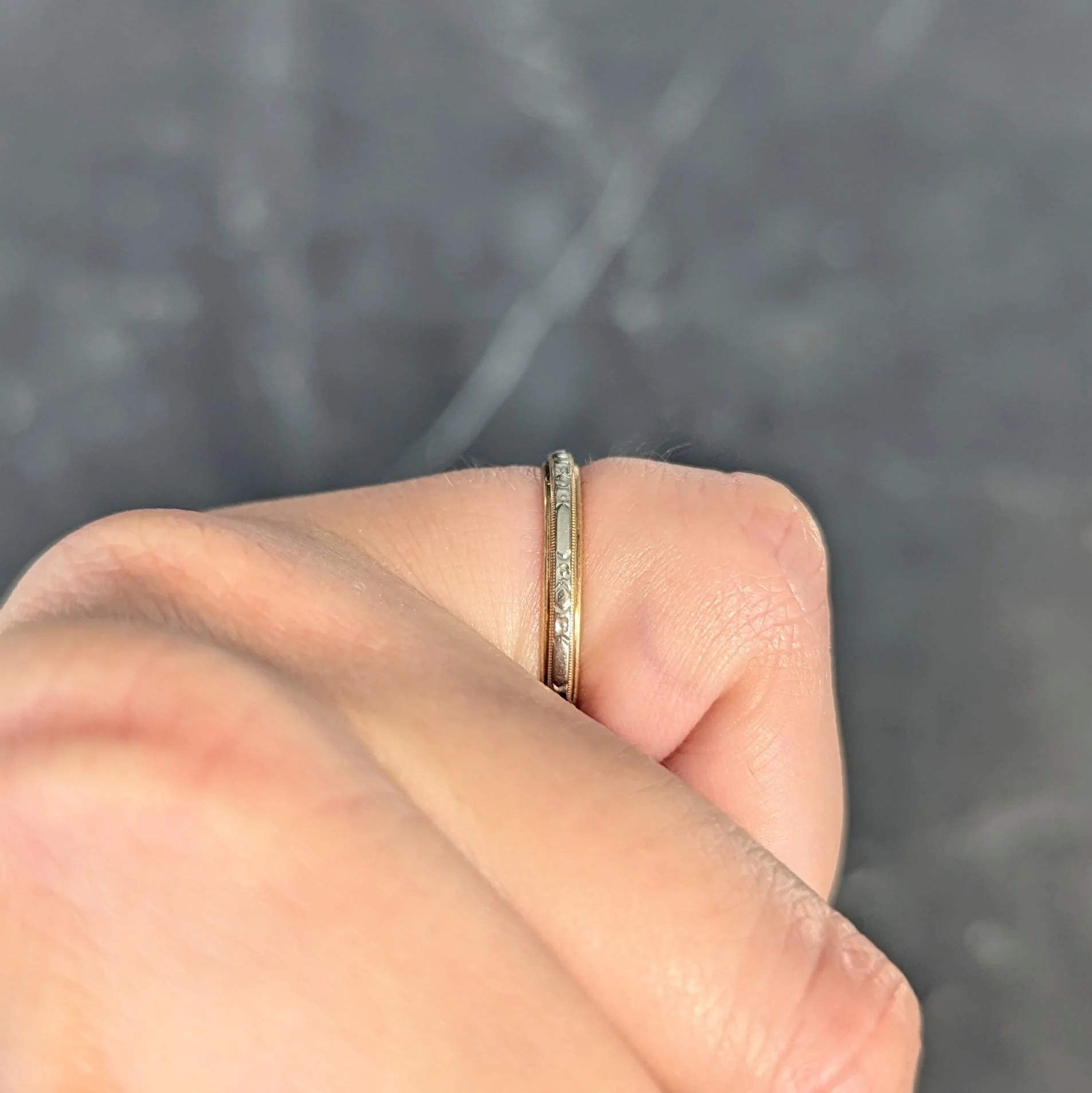 Art Deco 18 Karat Two-Tone Gold Vintage Orange Blossom Wedding Band Ring - Image 10
