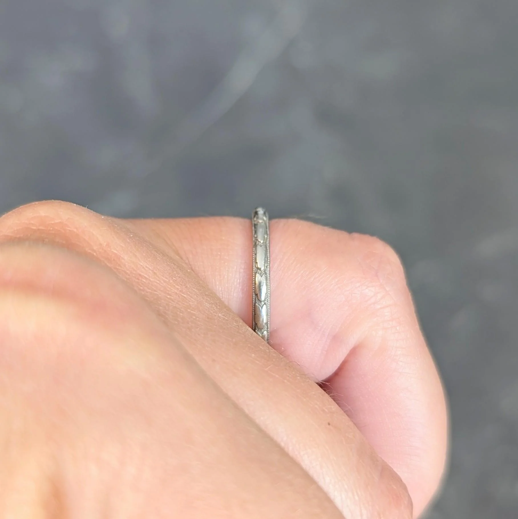 Art Deco 18 Karat White Gold Antique Orange Blossom Wedding Band Ring - Image 12