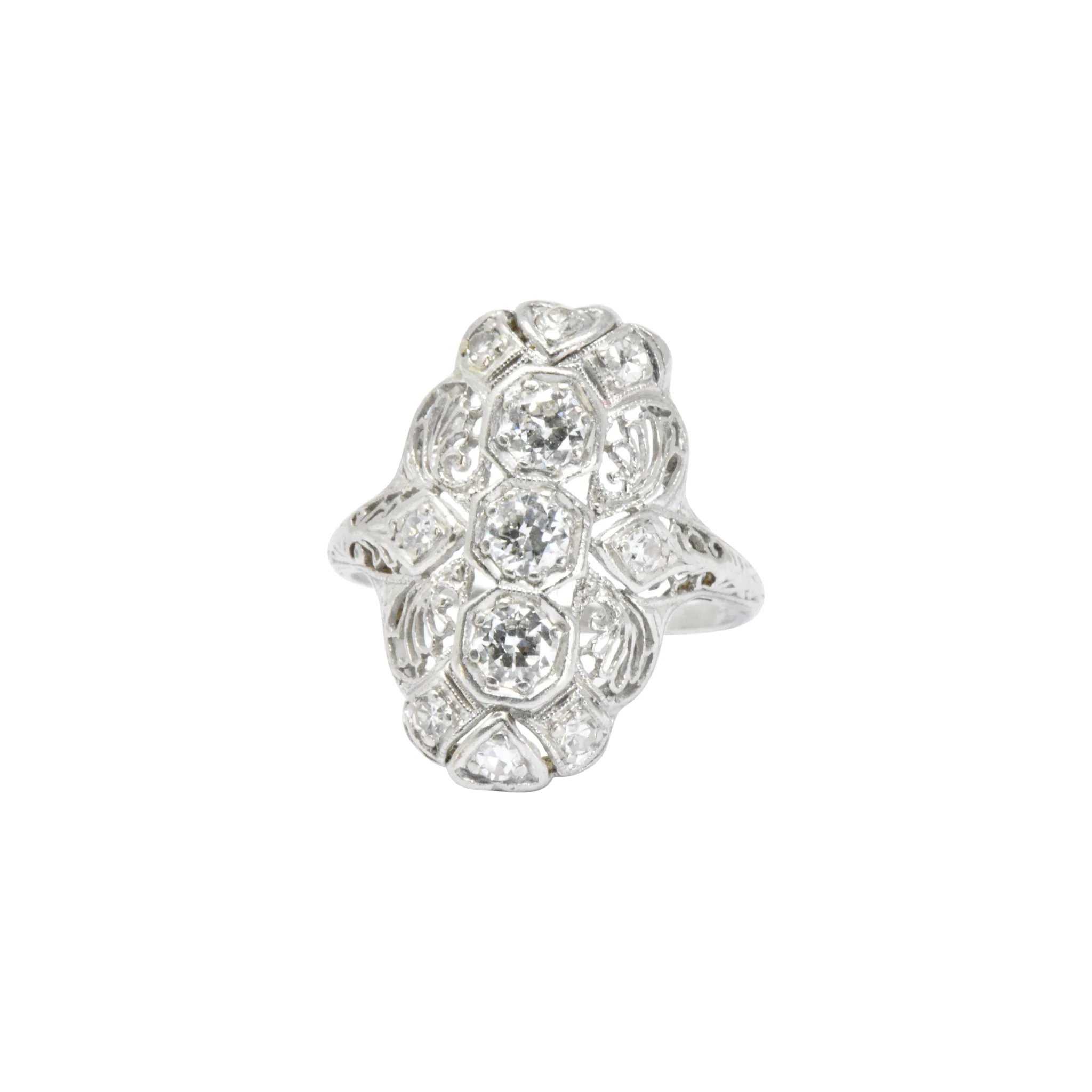 Art Deco 1920's .60 CTW Diamond & Platinum Dinner Ring - Image 4