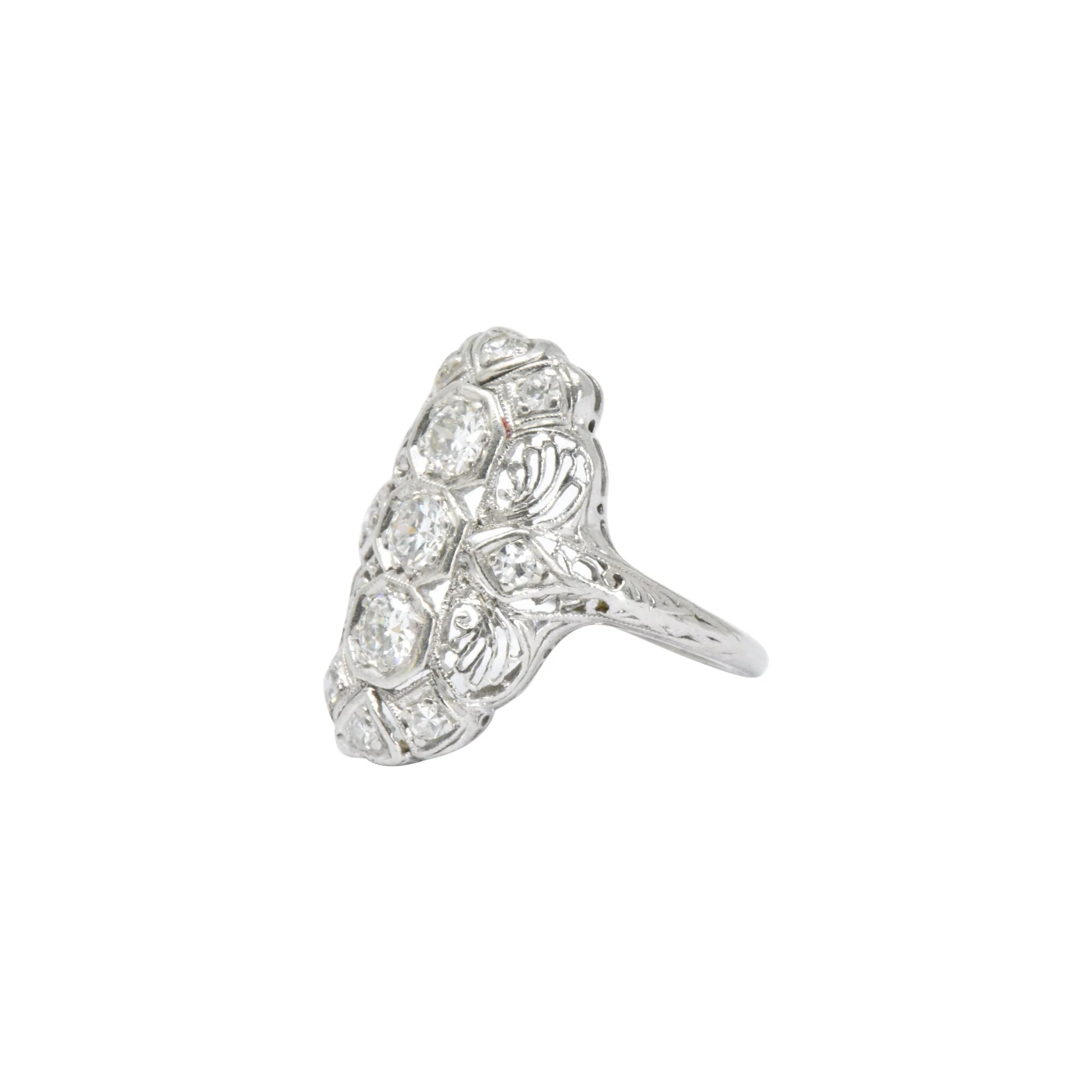 Art Deco 1920's .60 CTW Diamond & Platinum Dinner Ring - Image 6