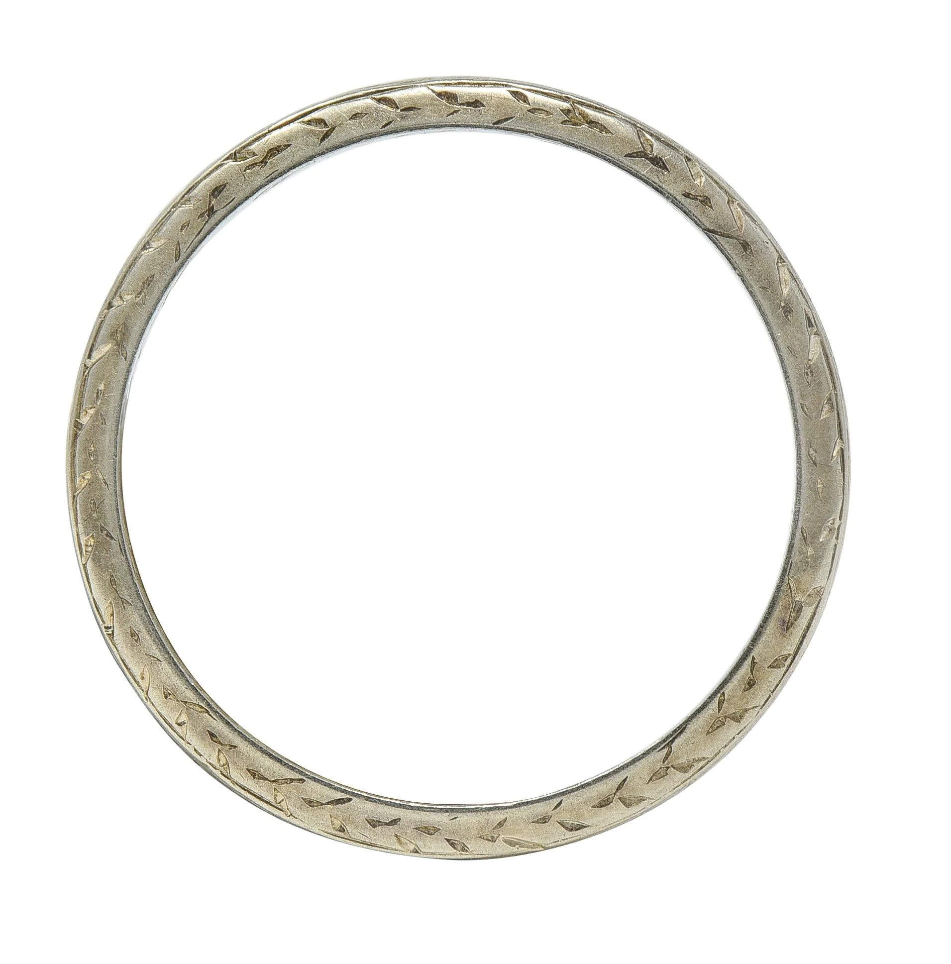 Art Deco 1929 18 Karat White Gold Vintage Wheat Wedding Band Ring - Image 4
