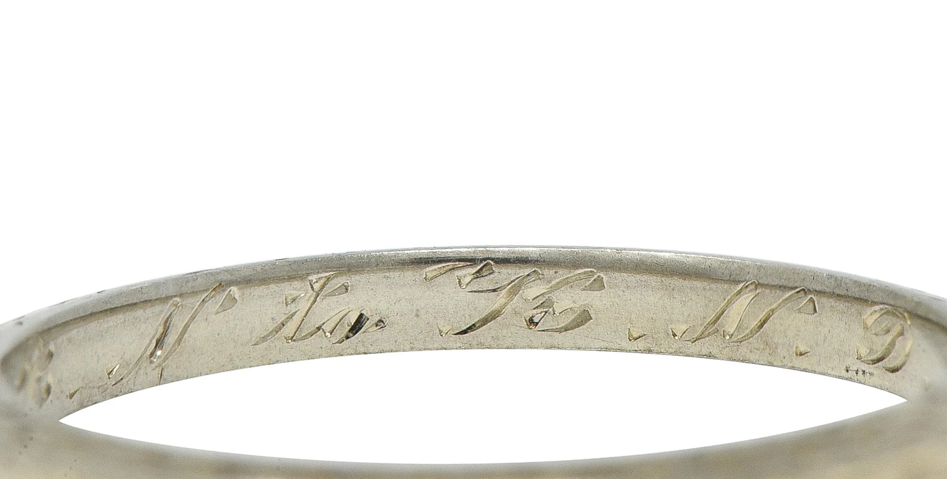 Art Deco 1929 18 Karat White Gold Vintage Wheat Wedding Band Ring - Image 5
