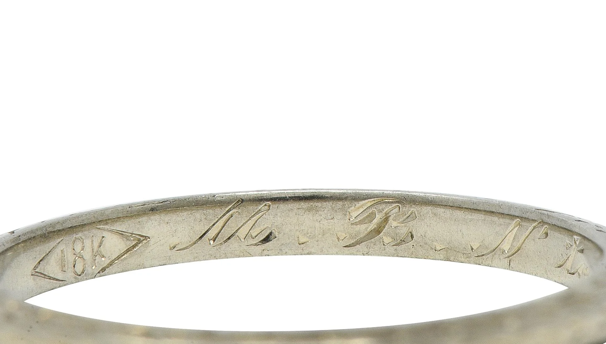 Art Deco 1929 18 Karat White Gold Vintage Wheat Wedding Band Ring - Image 6
