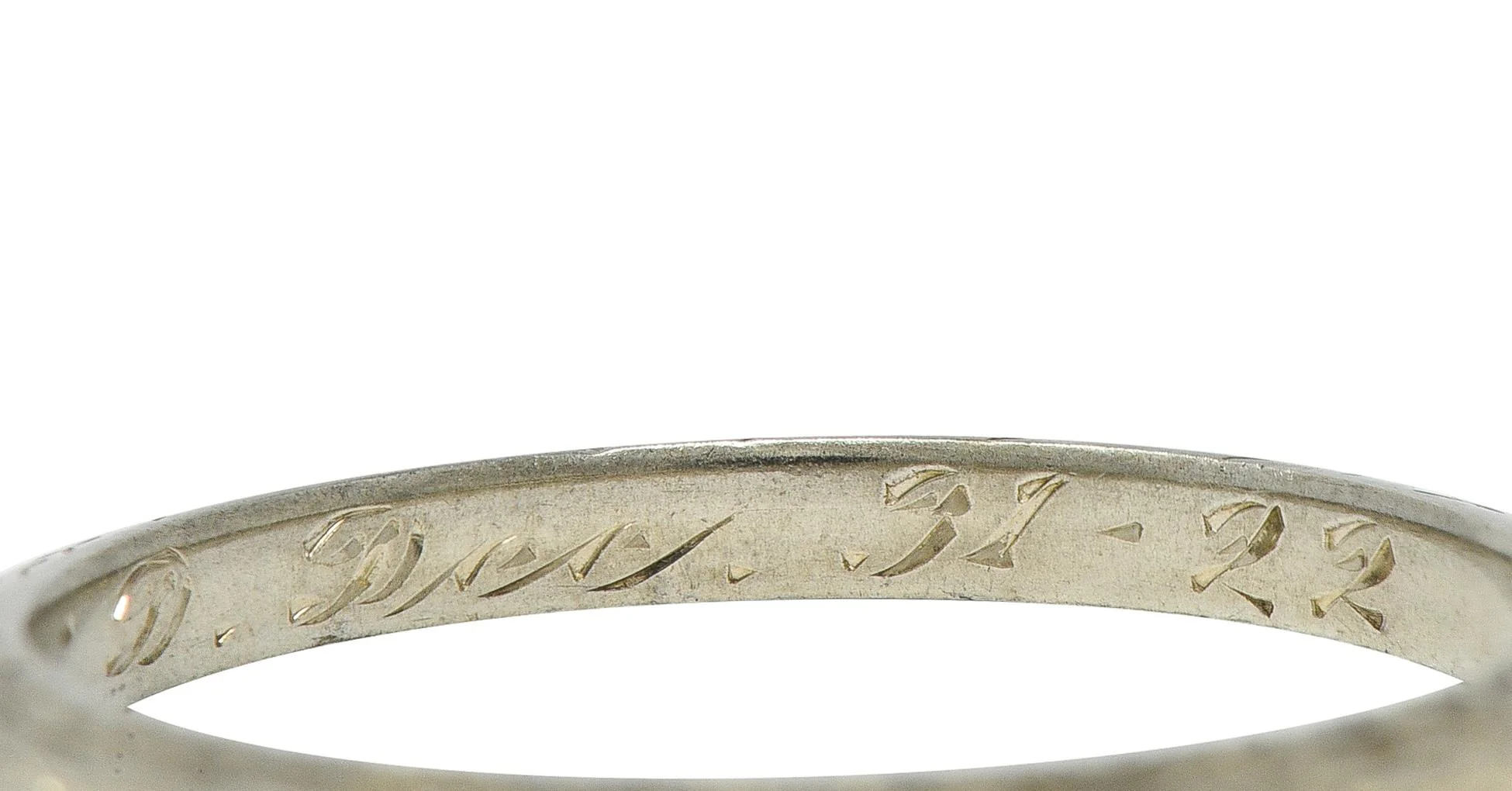 Art Deco 1929 18 Karat White Gold Vintage Wheat Wedding Band Ring - Image 7
