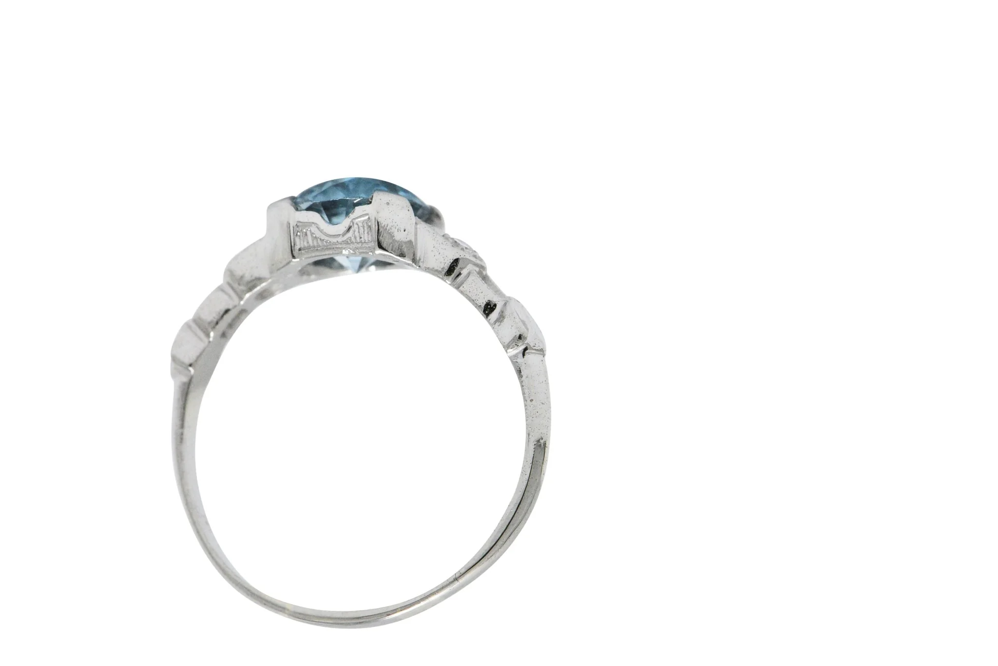 Art Deco 2.35 Carats Zircon Diamond And 14 Karat White Gold Ring - Image 5