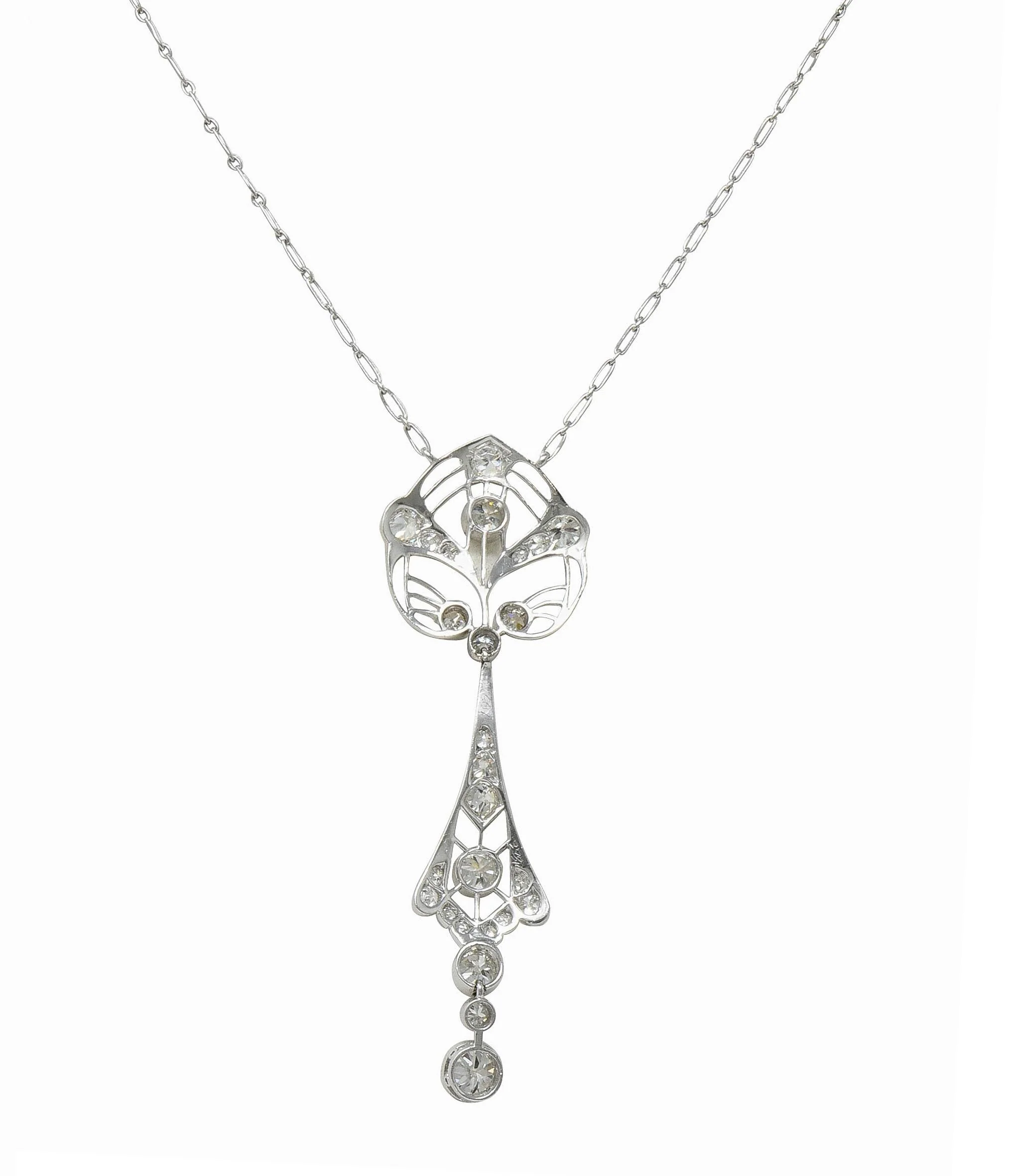 Art Deco 2.75 CTW Diamond Platinum Vintage Openwork Drop Necklace - Image 5