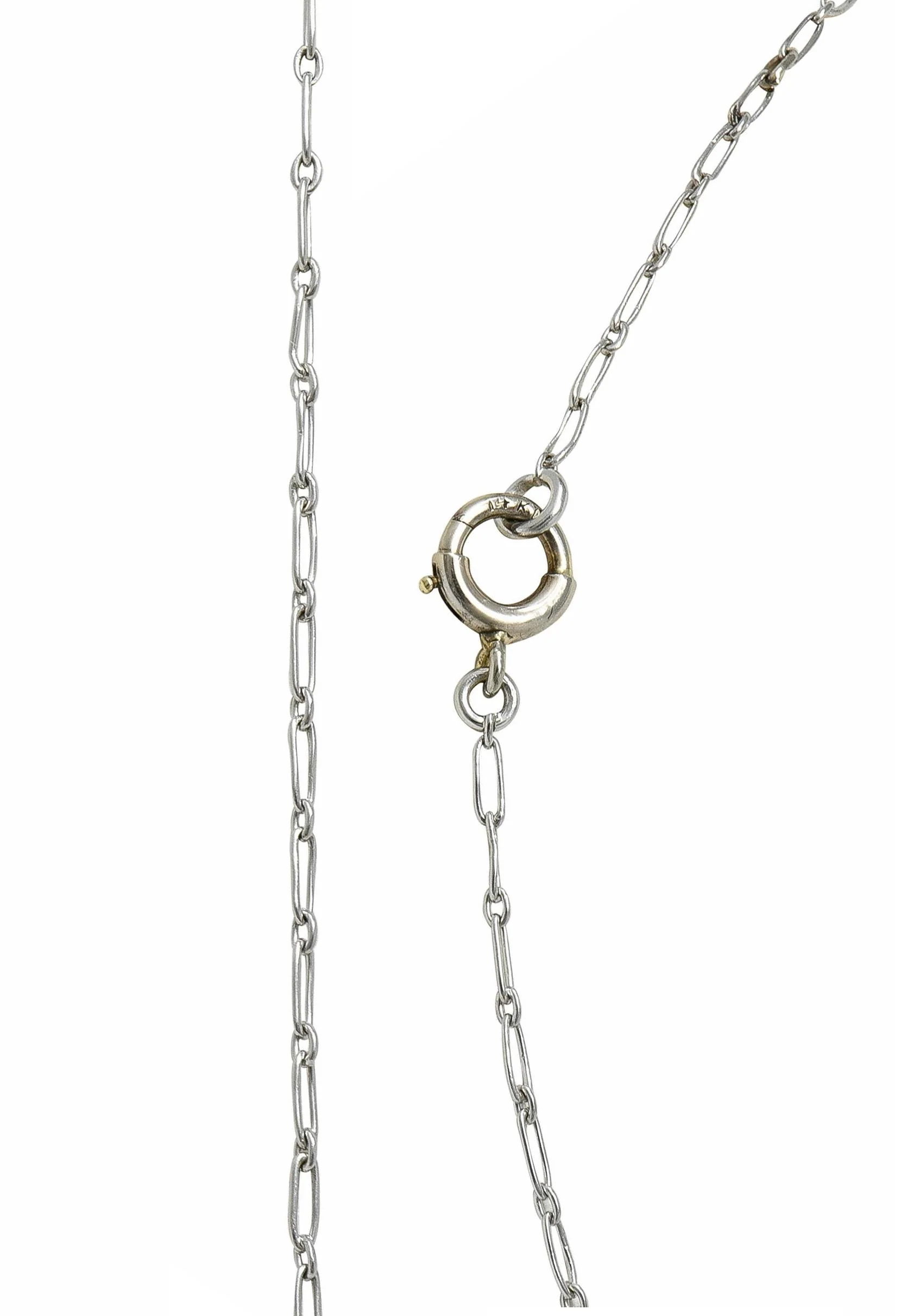 Art Deco 2.75 CTW Diamond Platinum Vintage Openwork Drop Necklace - Image 7