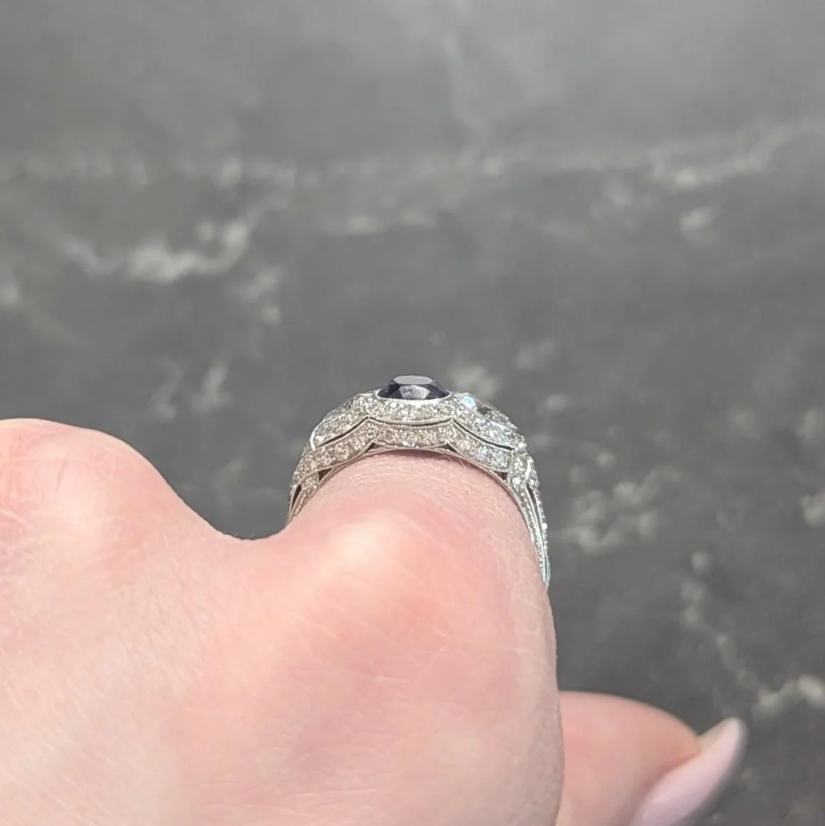 Art Deco 2.85 CTW No Heat Ceylon Sapphire Diamond Platinum Vintage Bombé Ring AGL - Image 10