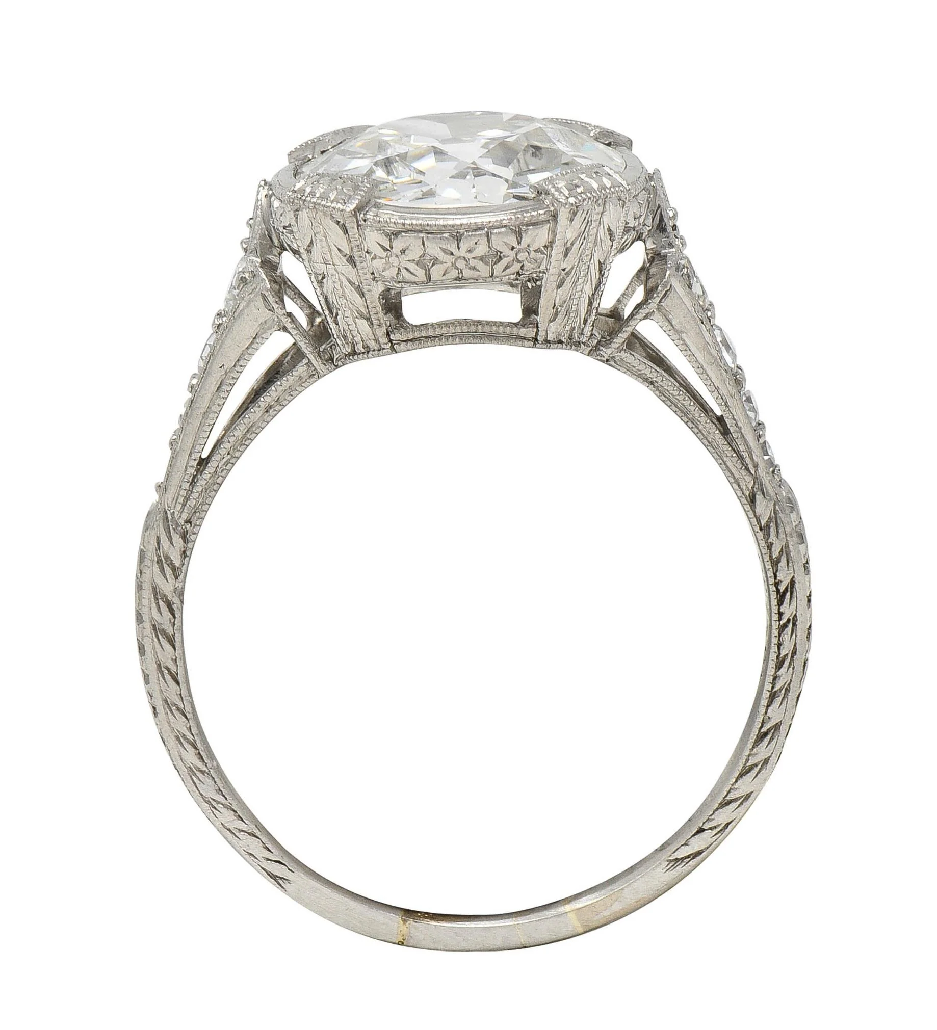 Art Deco 2.94 CTW Old European Diamond Platinum Orange Blossom Vintage Engagement Ring GIA - Image 8