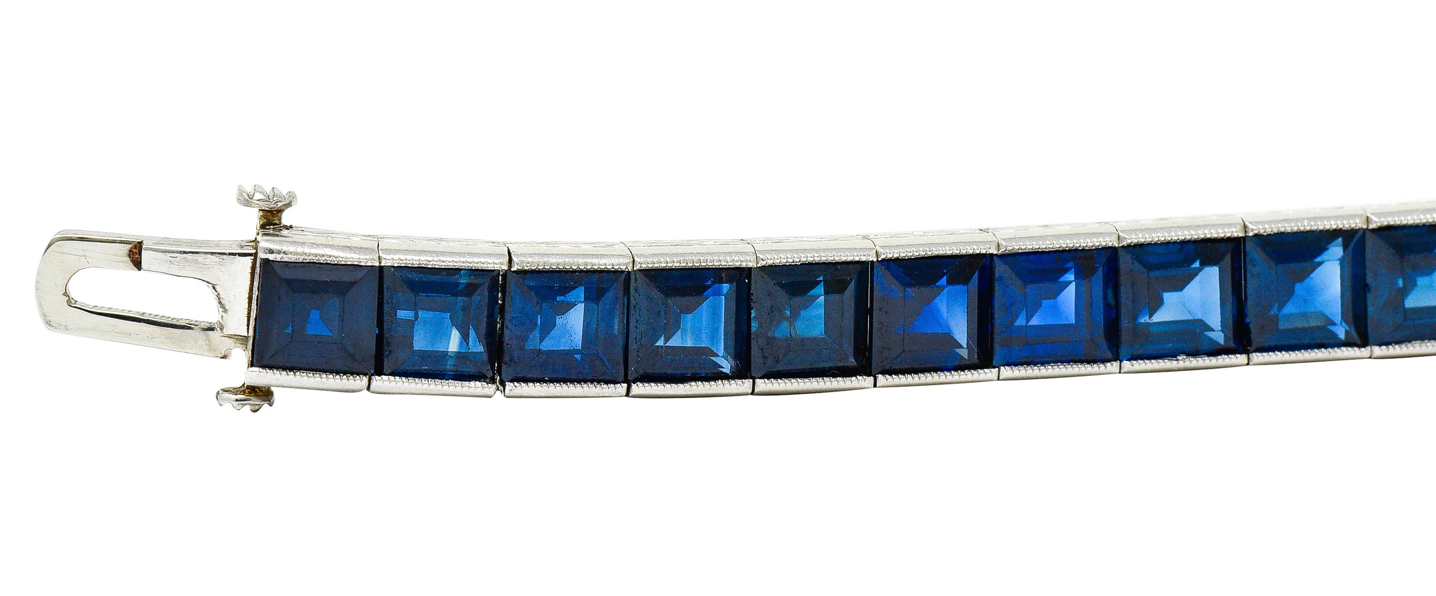 Art Deco 24.05 CTW No Heat Australian Sapphire Platinum Line Bracelet GIA - Image 5