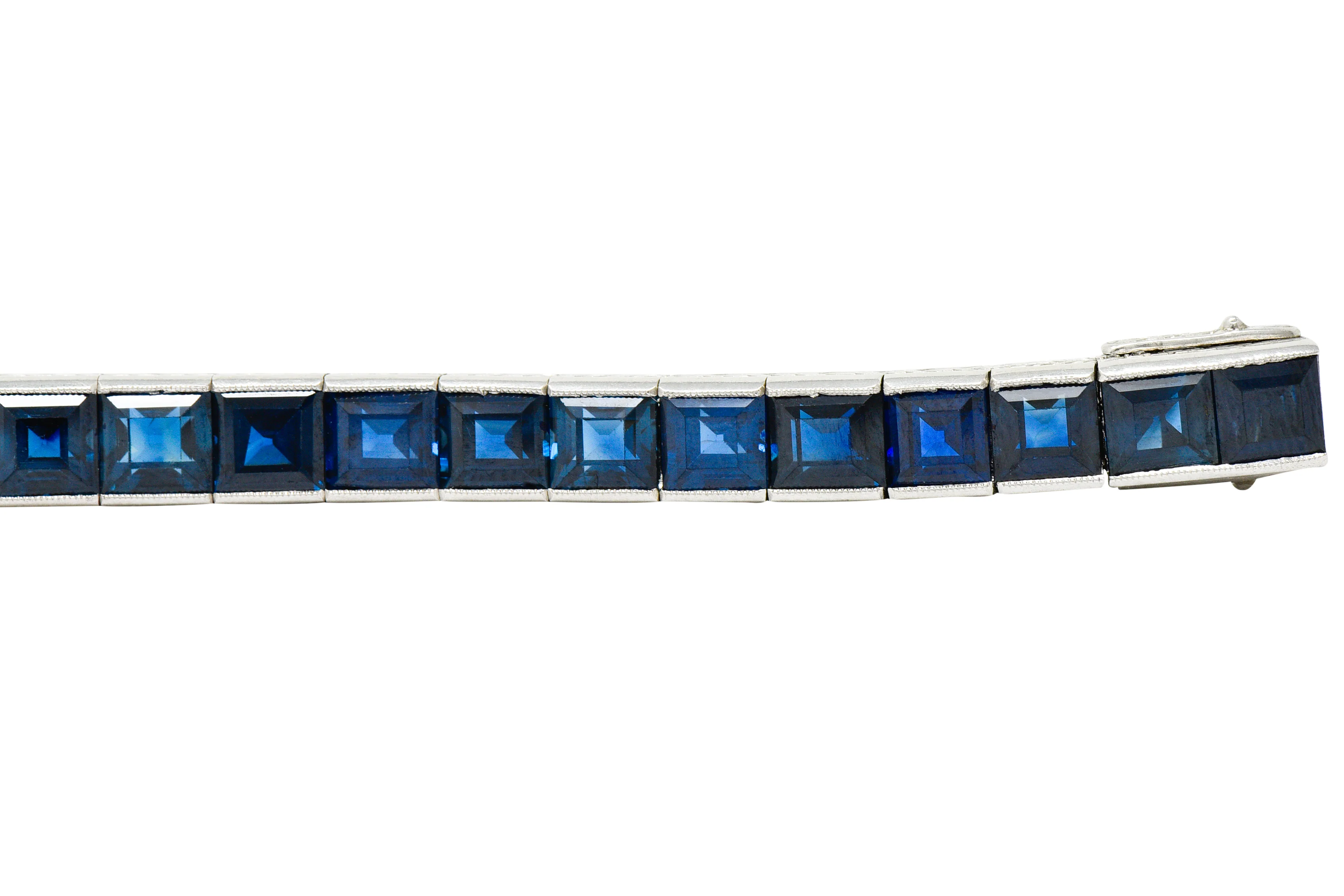 Art Deco 24.05 CTW No Heat Australian Sapphire Platinum Line Bracelet GIA - Image 7