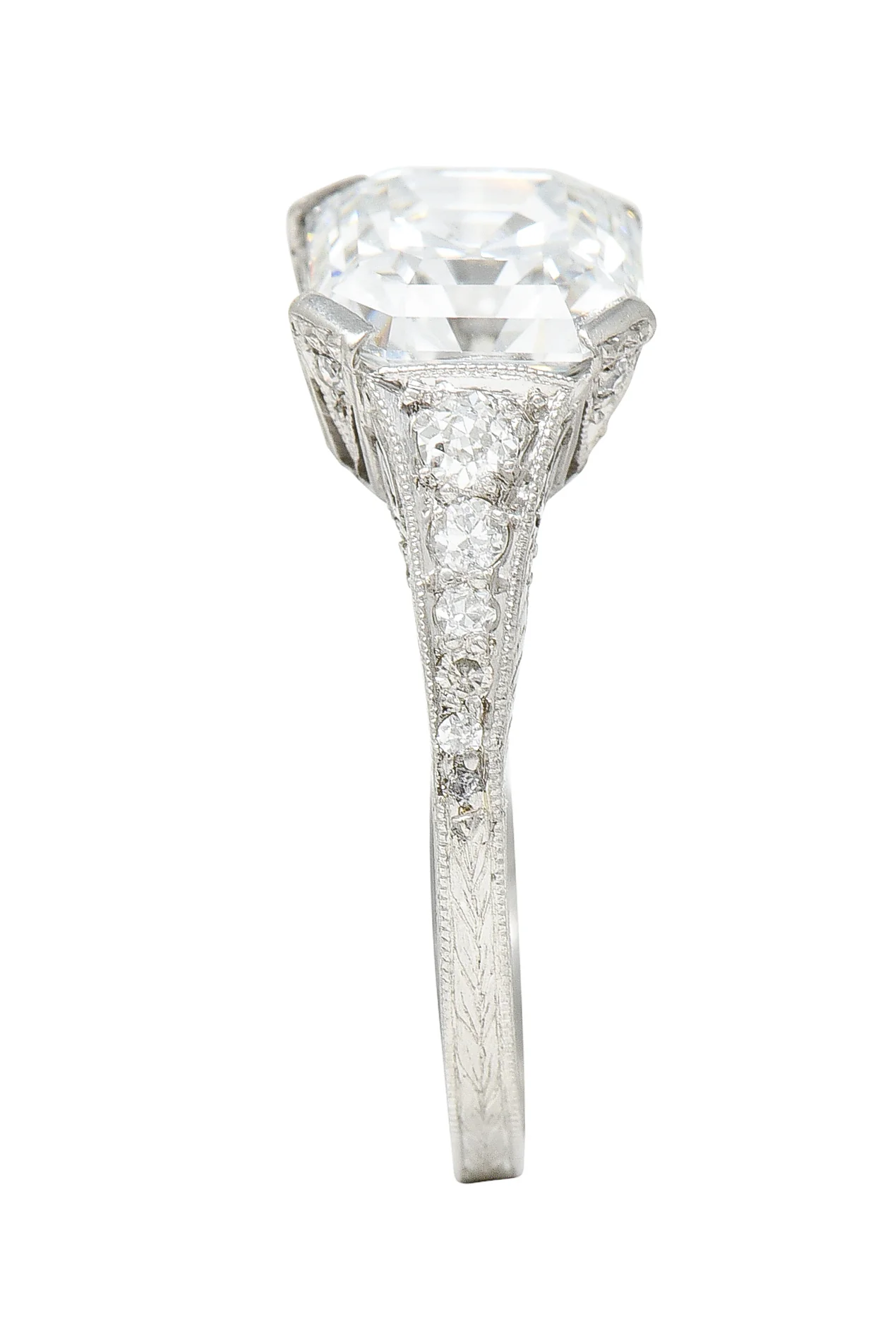 Art Deco 3.17 CTW Asscher Cut Diamond Platinum Geometric Vintage Engagement Ring GIA - Image 9