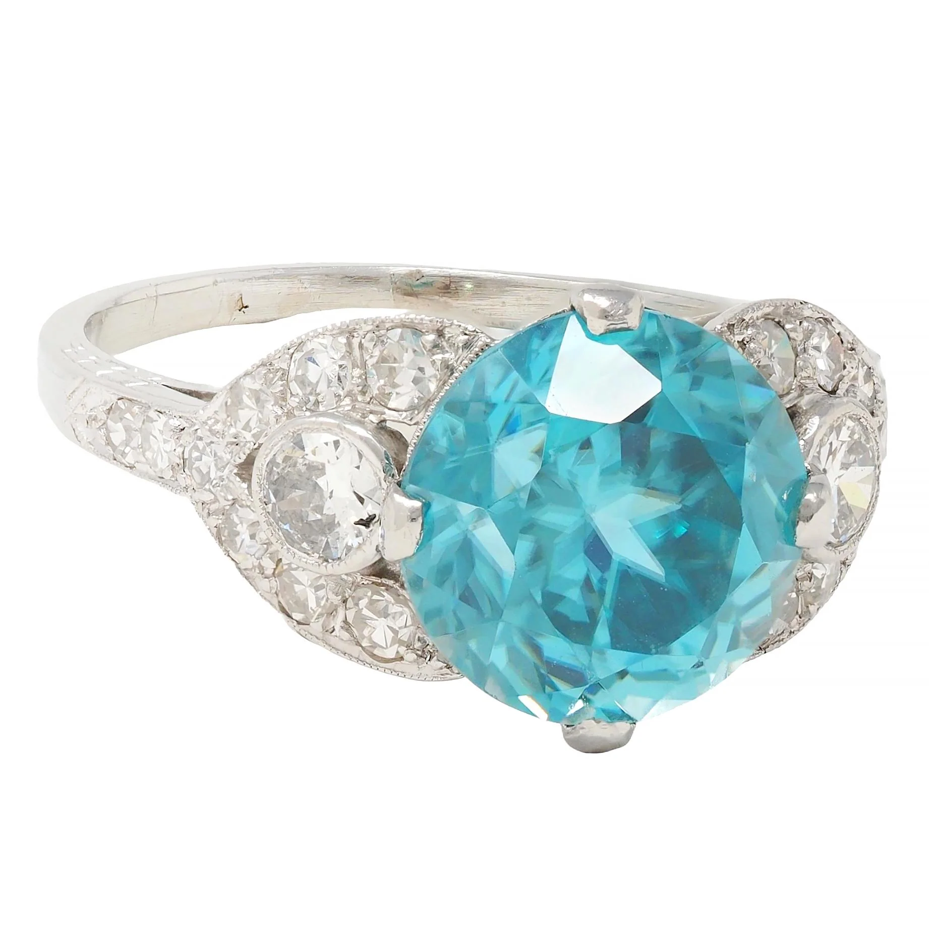Art Deco 6.35 CTW Zircon Diamond Platinum Vintage Cocktail Ring - Image 2
