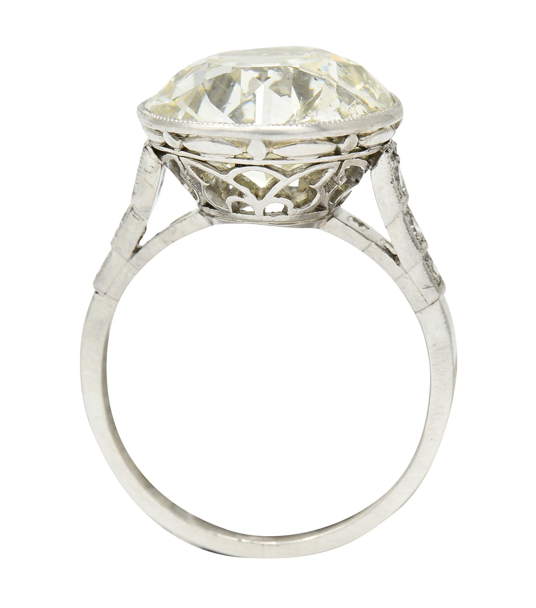 Art Deco 7.21 CTW Old European Diamond Platinum Butterfly Vintage Engagement Ring - Image 9