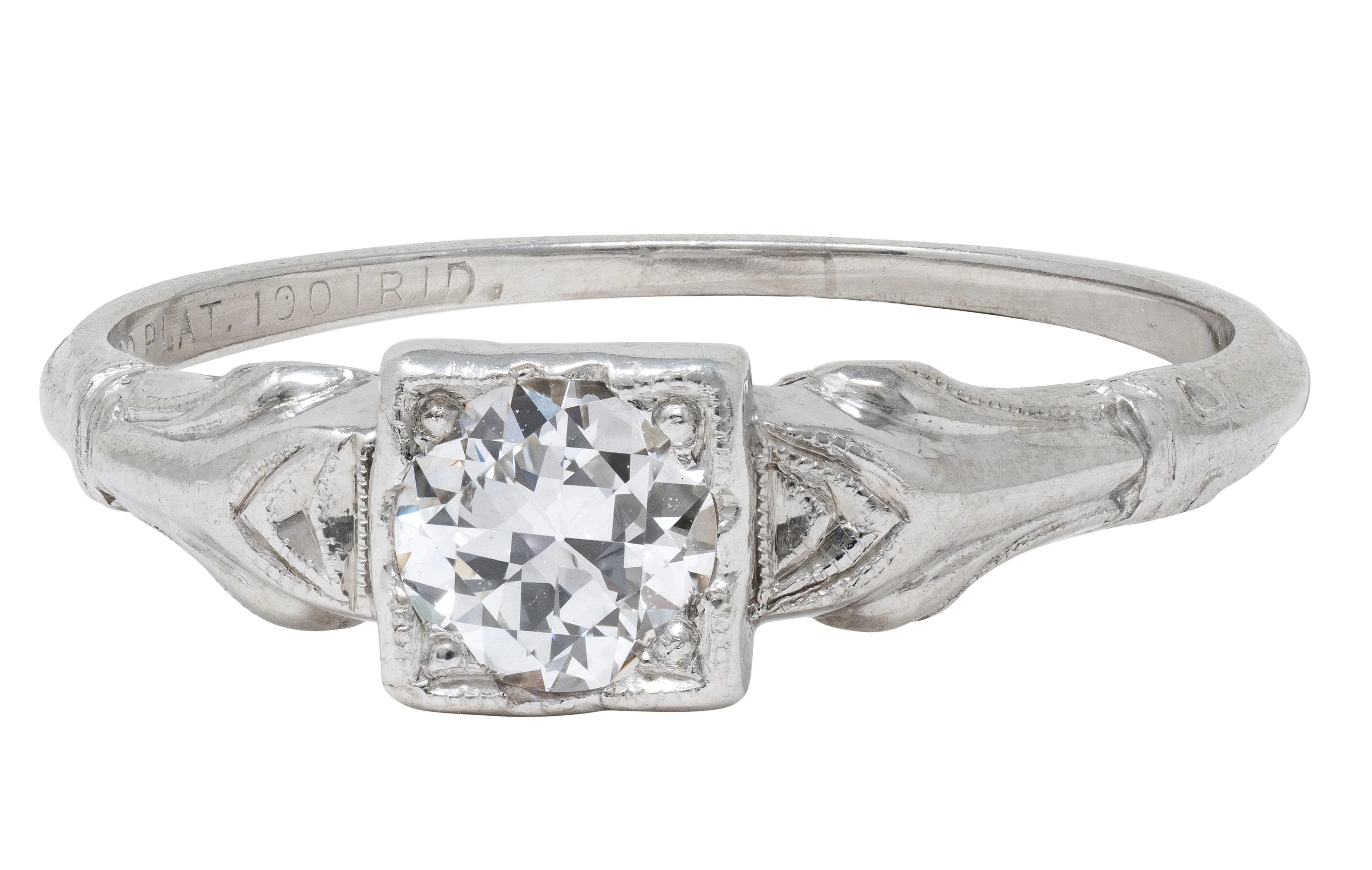 Art Deco Byard Brogan 0.36 CTW Diamond Platinum Square Form Engagement Ring