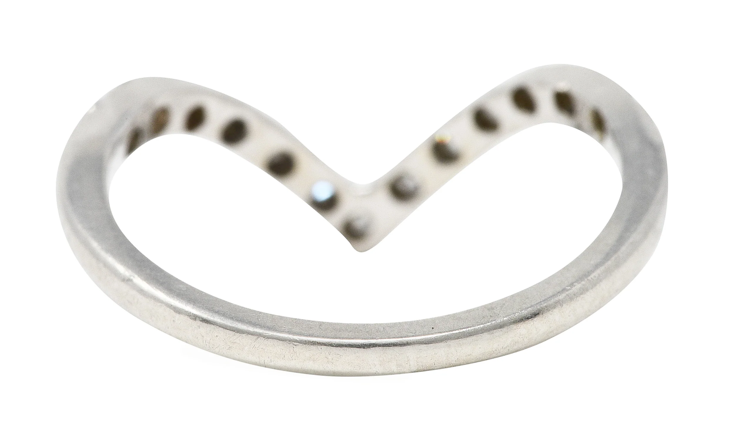 Art Deco Diamond Platinum Chevron Wedding Band Ring - Image 4
