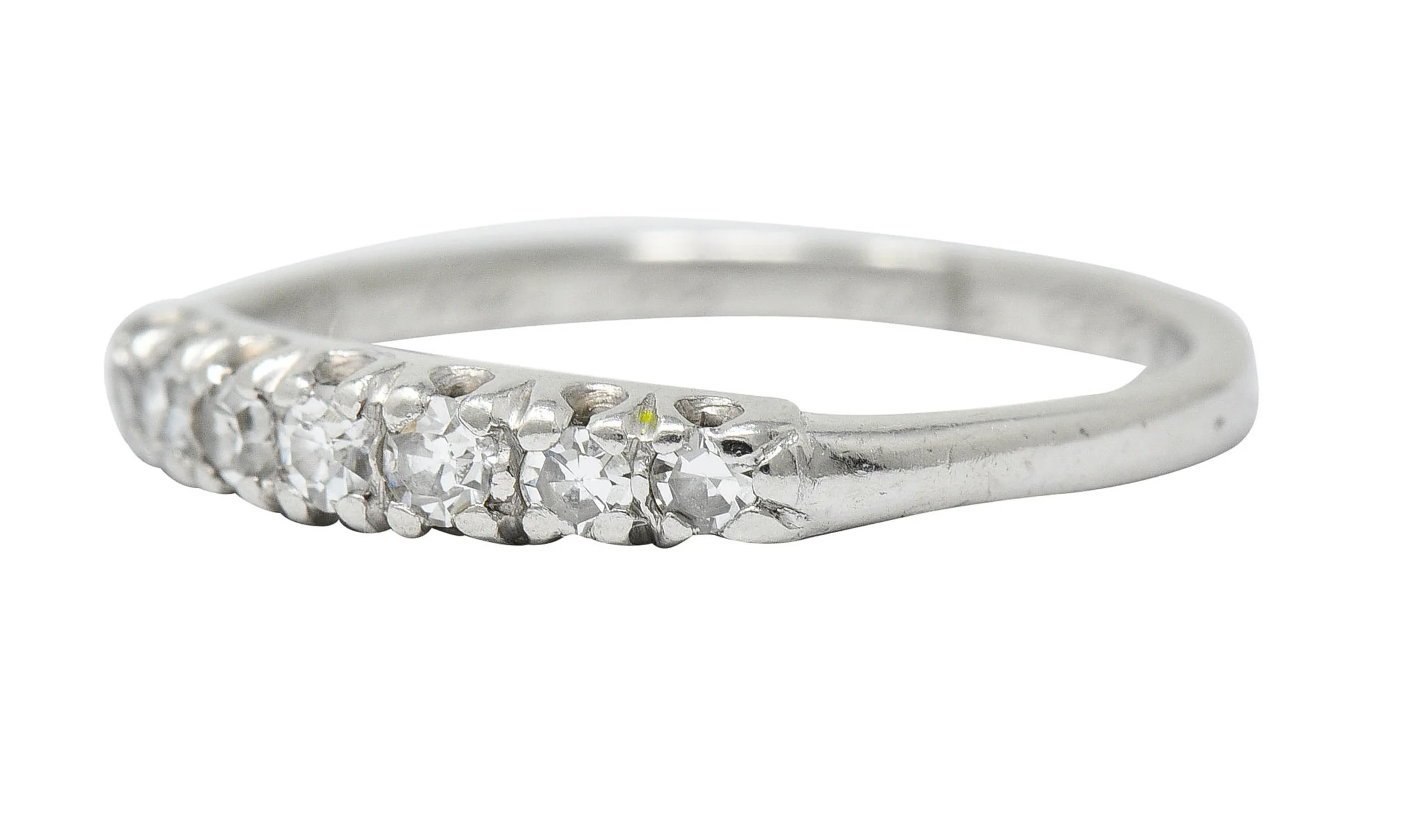 Art Deco Diamond Platinum Fishtail Anniversary Band Ring - Image 6