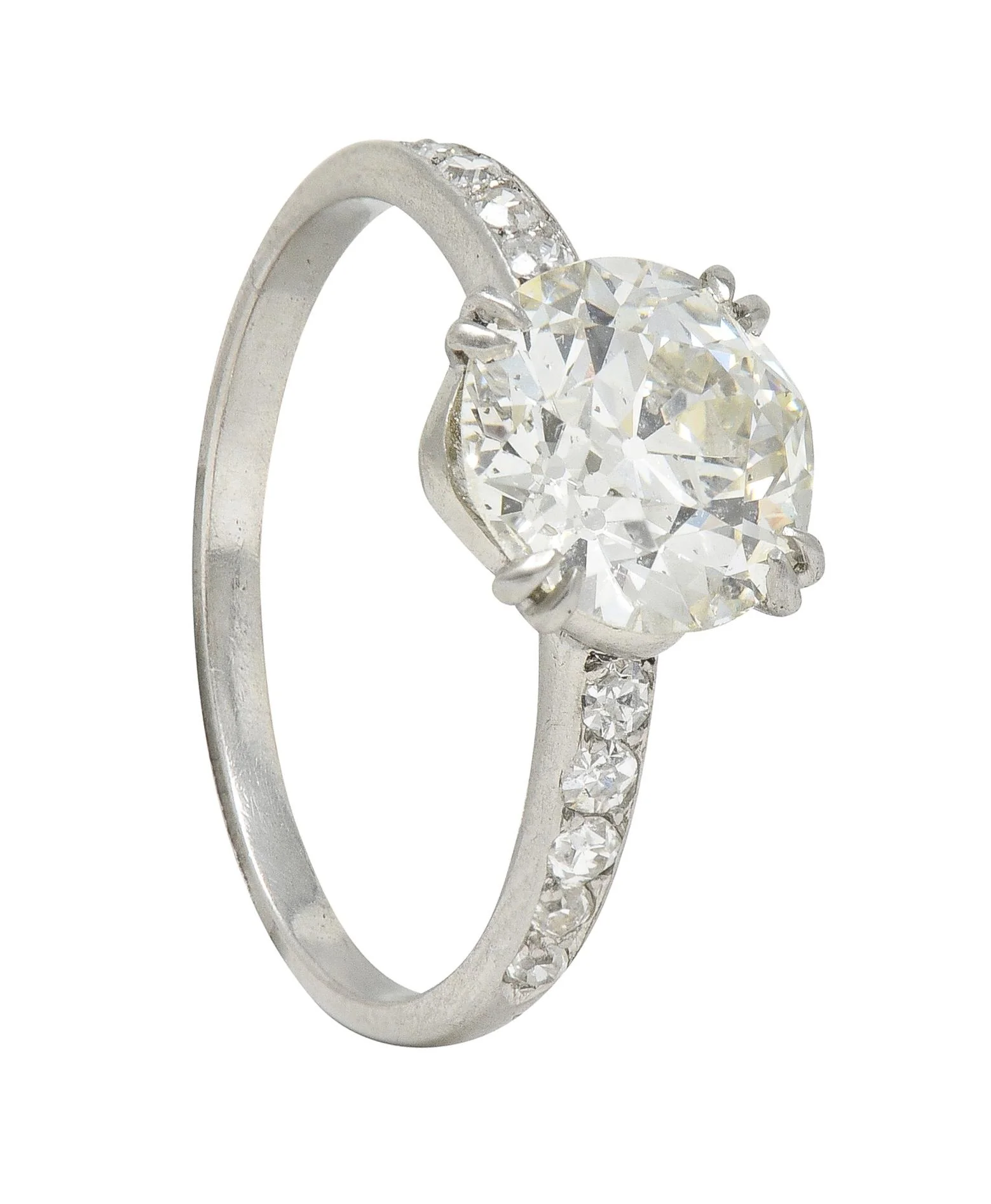Art Deco French 2.21 CTW Old European Diamond Platinum Engagement Ring GIA - Image 11