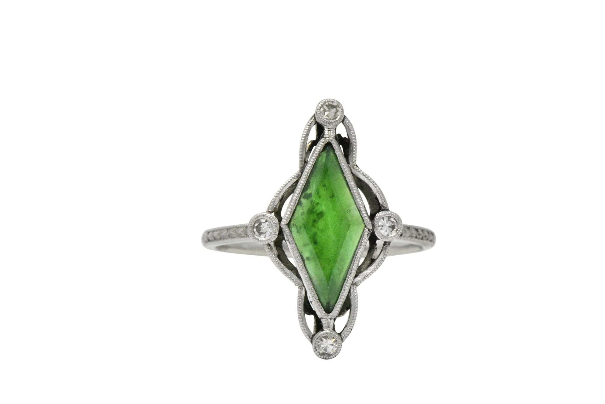 Art Deco Jade Diamond And Platinum Dress Ring - Image 3