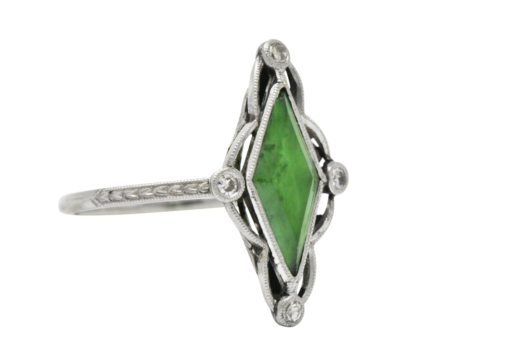 Art Deco Jade Diamond And Platinum Dress Ring - Image 4