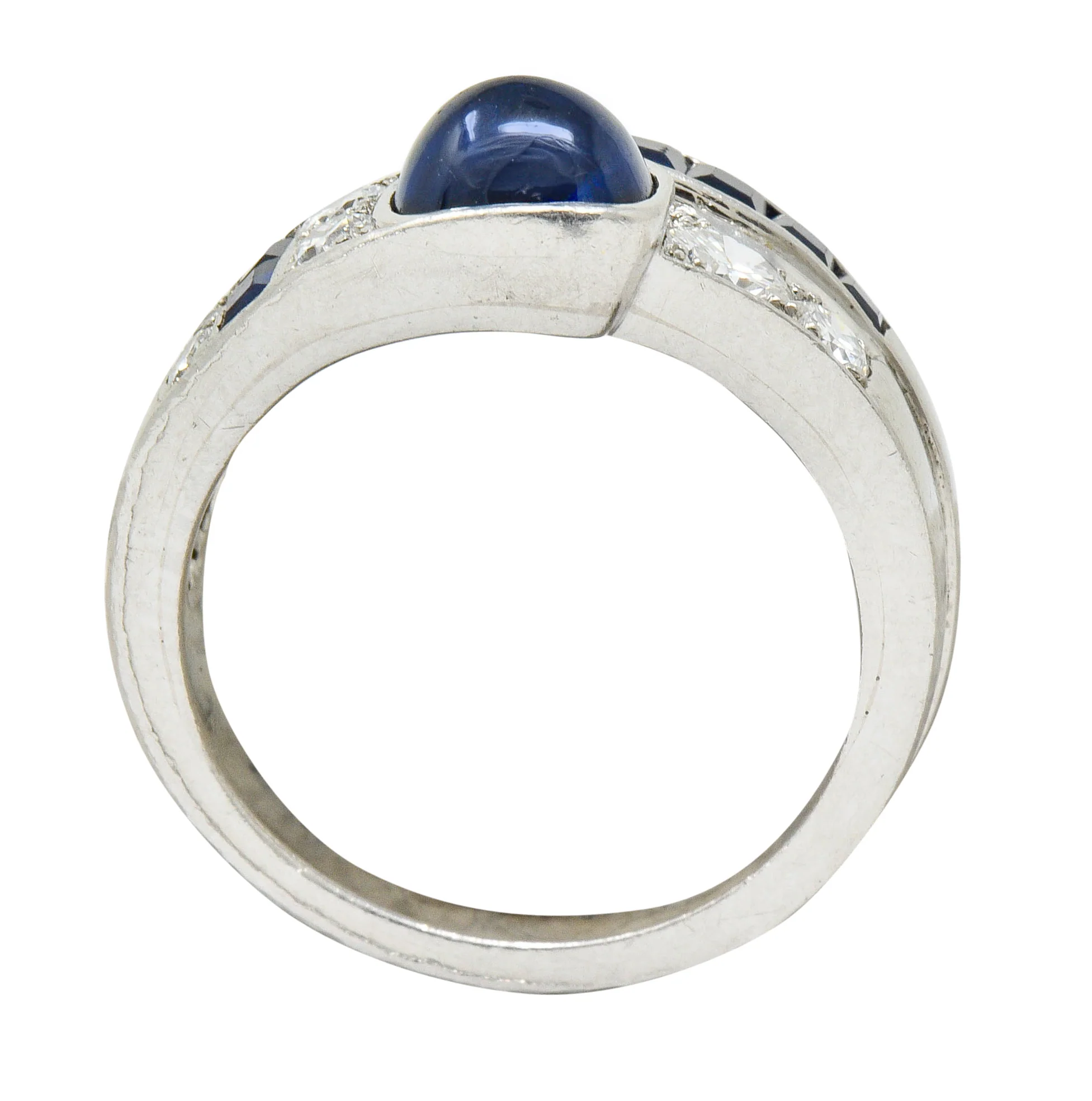 Art Deco Maurice Tishman Sapphire Diamond Platinum Band Ring - Image 6