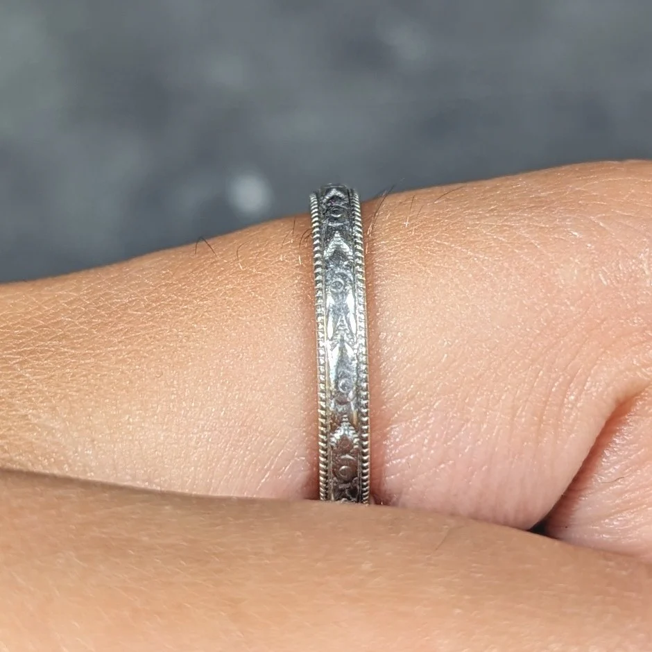 Art Deco Platinum 18 Karat Gold Orange Blossom Antique Stacking Band Ring - Image 12